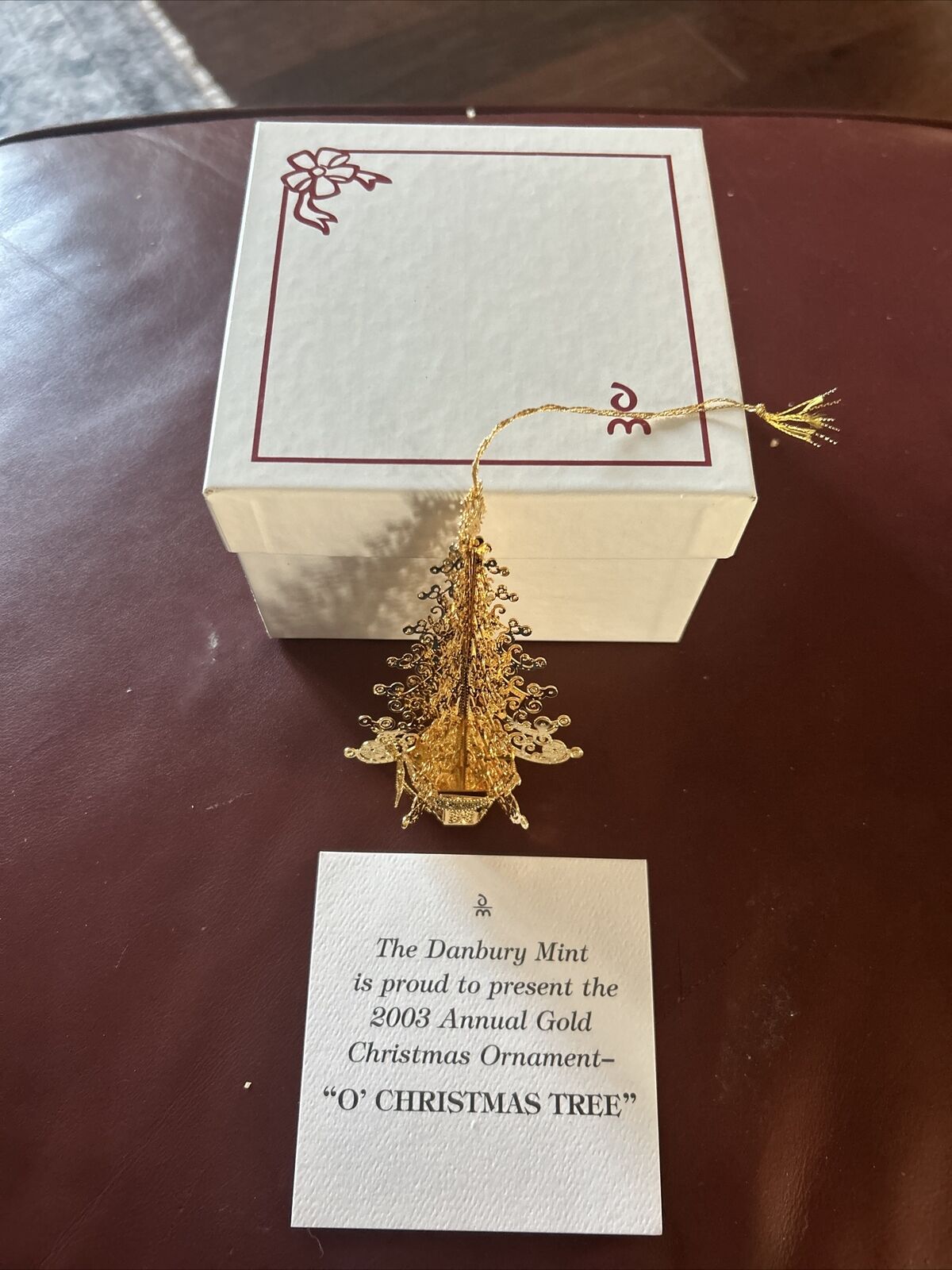 O Christmas Tree 2003 Danbury Mint 23KT Annual Gold Electroplate Ornament w/Box