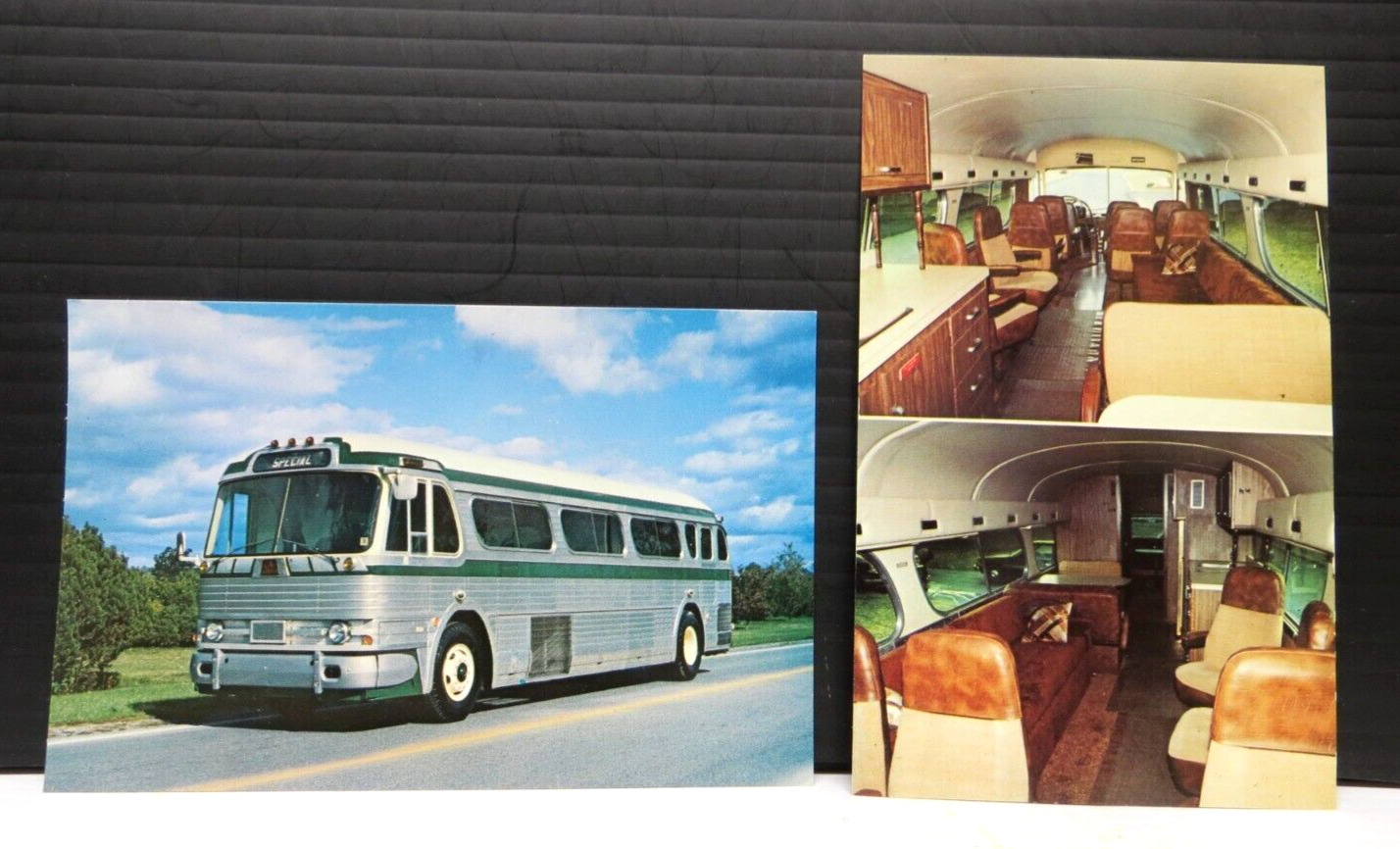 REDUCED - 2 Royal Coach GM PD-4104 Bus Post Cards - Exterior & Interior