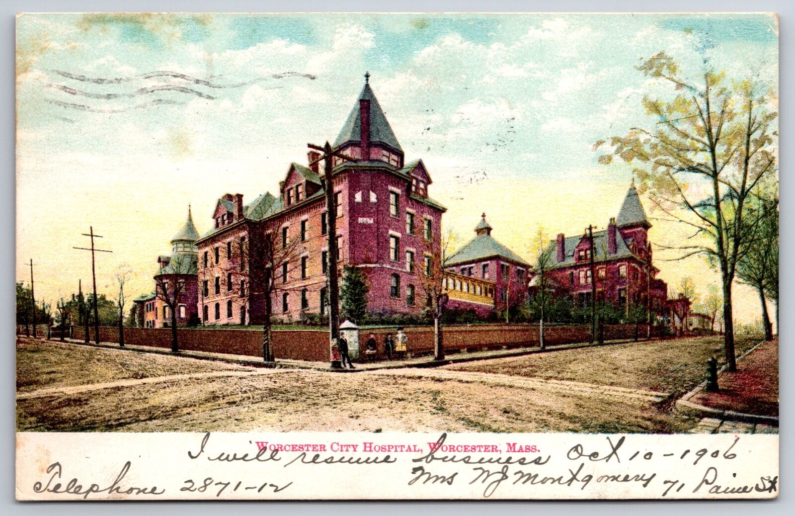 Worchester Massachusetts~Worchester City Hospital~1906 Postcard