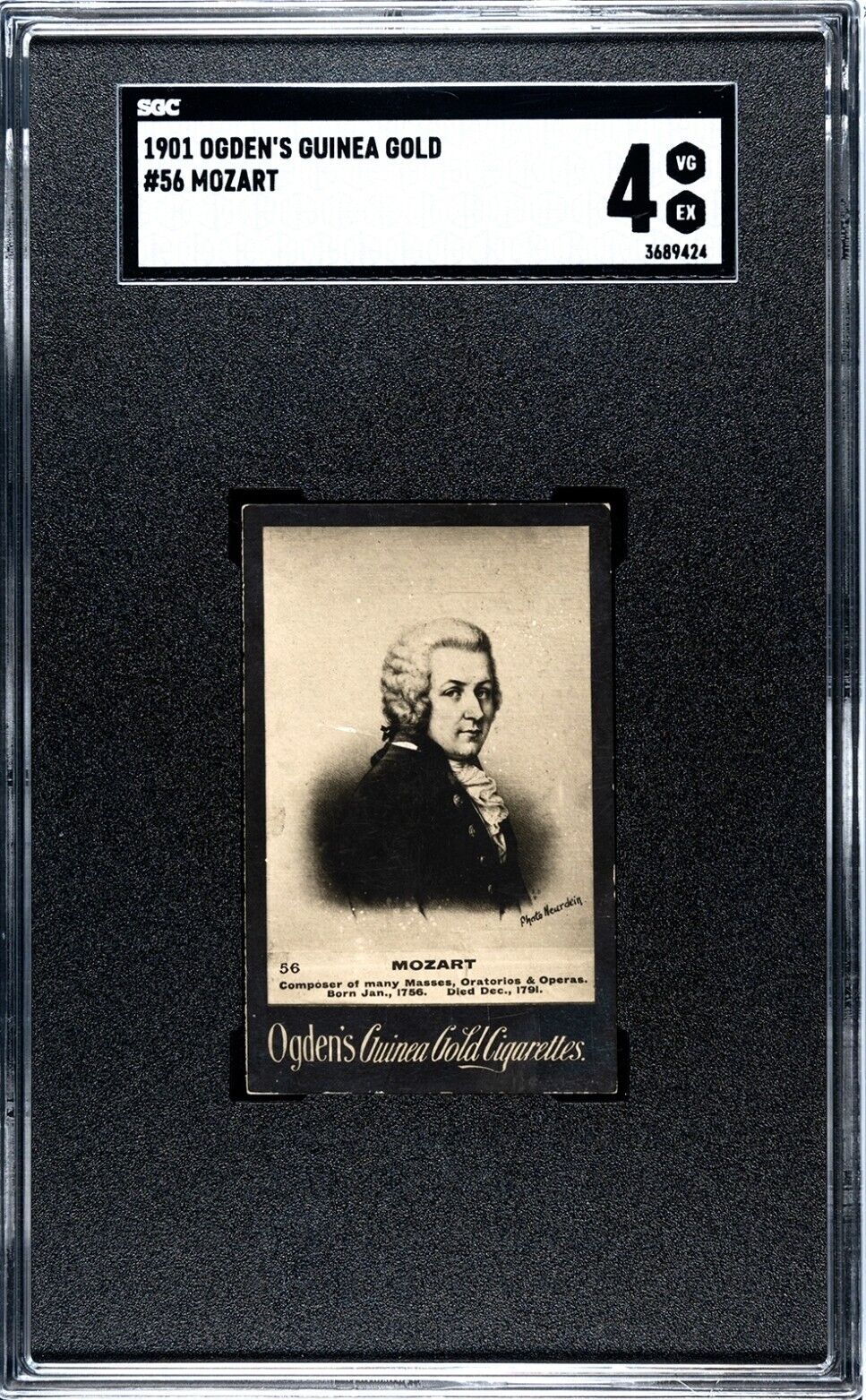 1901 Ogdens Guinea Gold #56 Wolfgang Amadeus Mozart Composer Virtuoso GOAT SGC 4