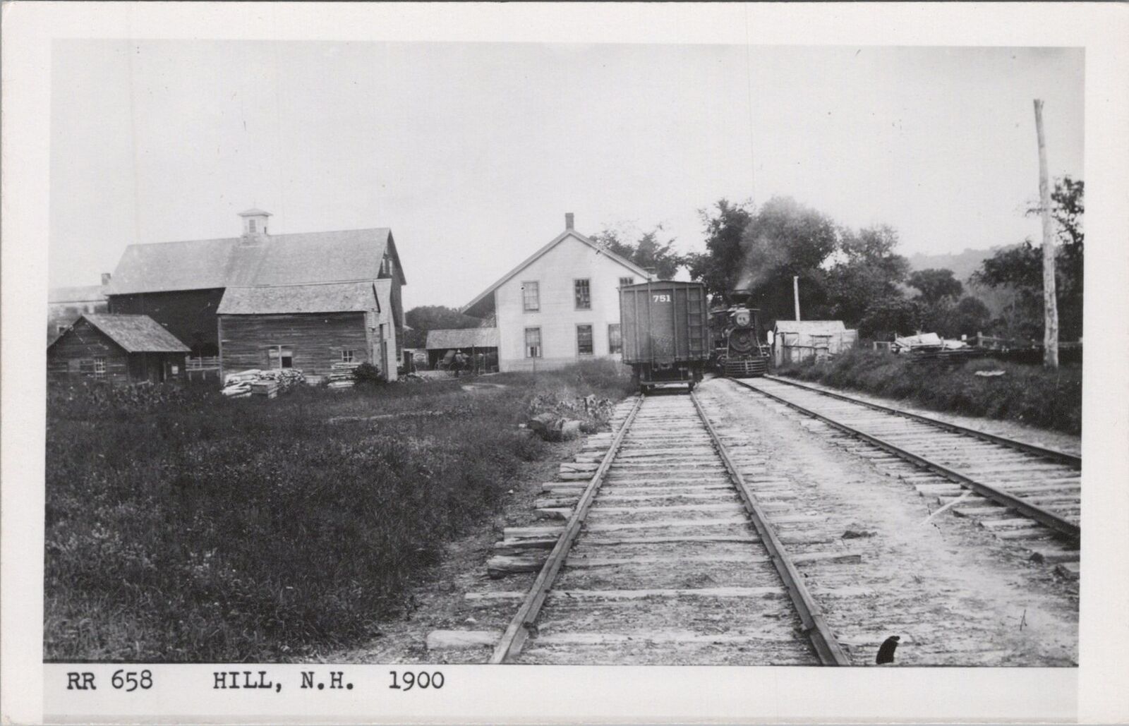 Railroad RR 658 Hill, New Hampshire Trains Depot RPPC Kodak Postcard