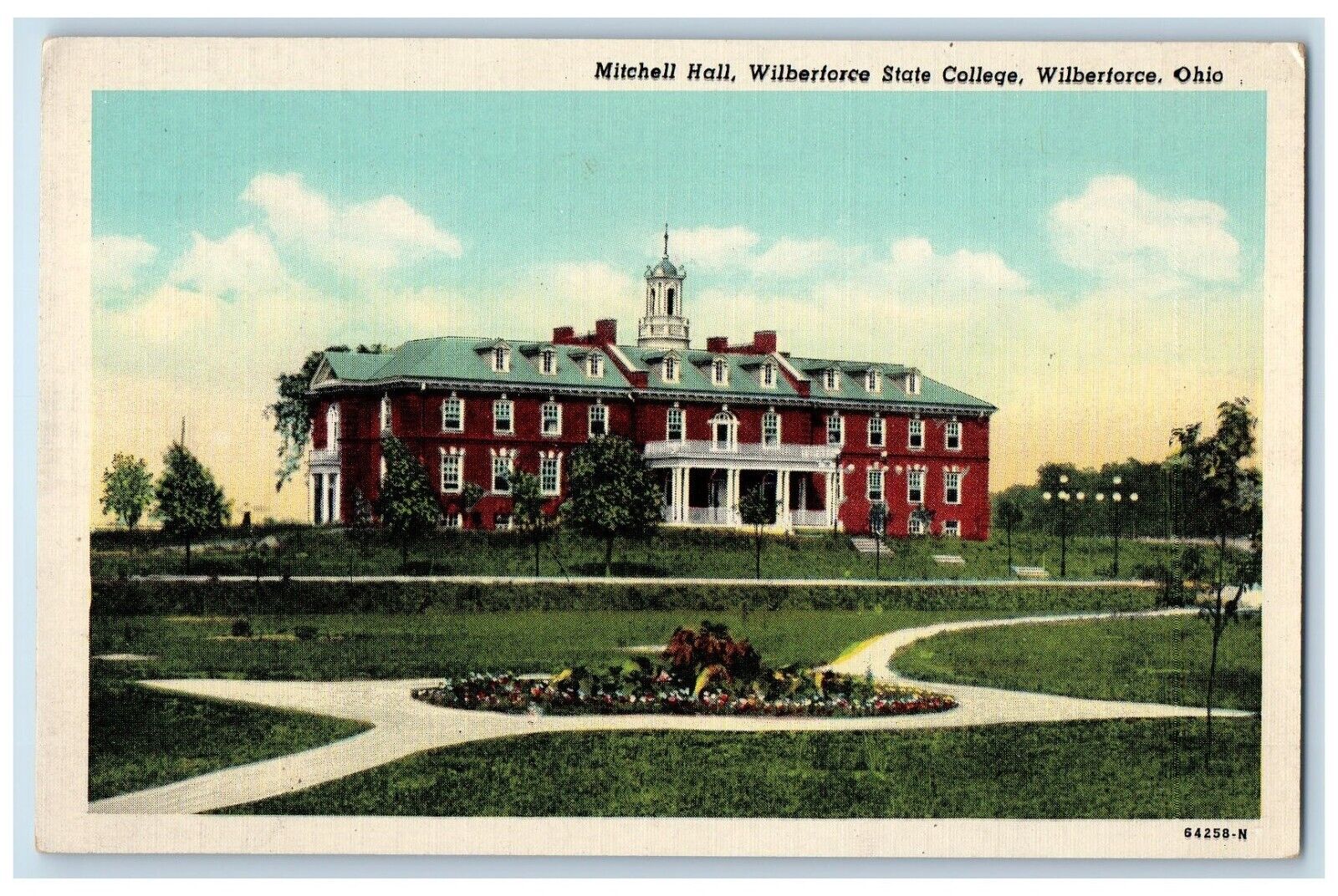 c1940 Mitchell Hall Wilberforce State College Wilberforce Ohio Vintage Postcard