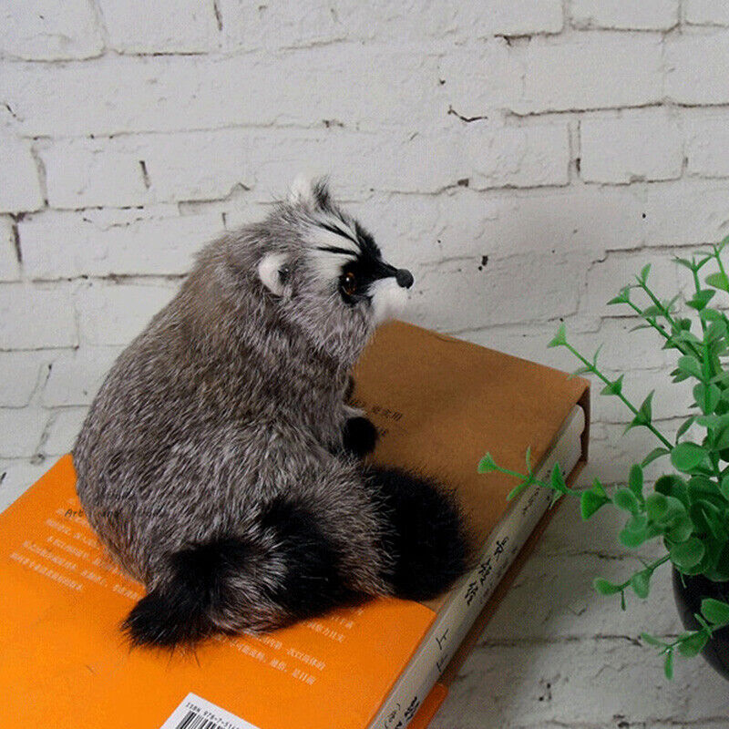 Realistic Lifelike Plush Raccoon Toy Fur Furry Animal Doll Gift Model Decor