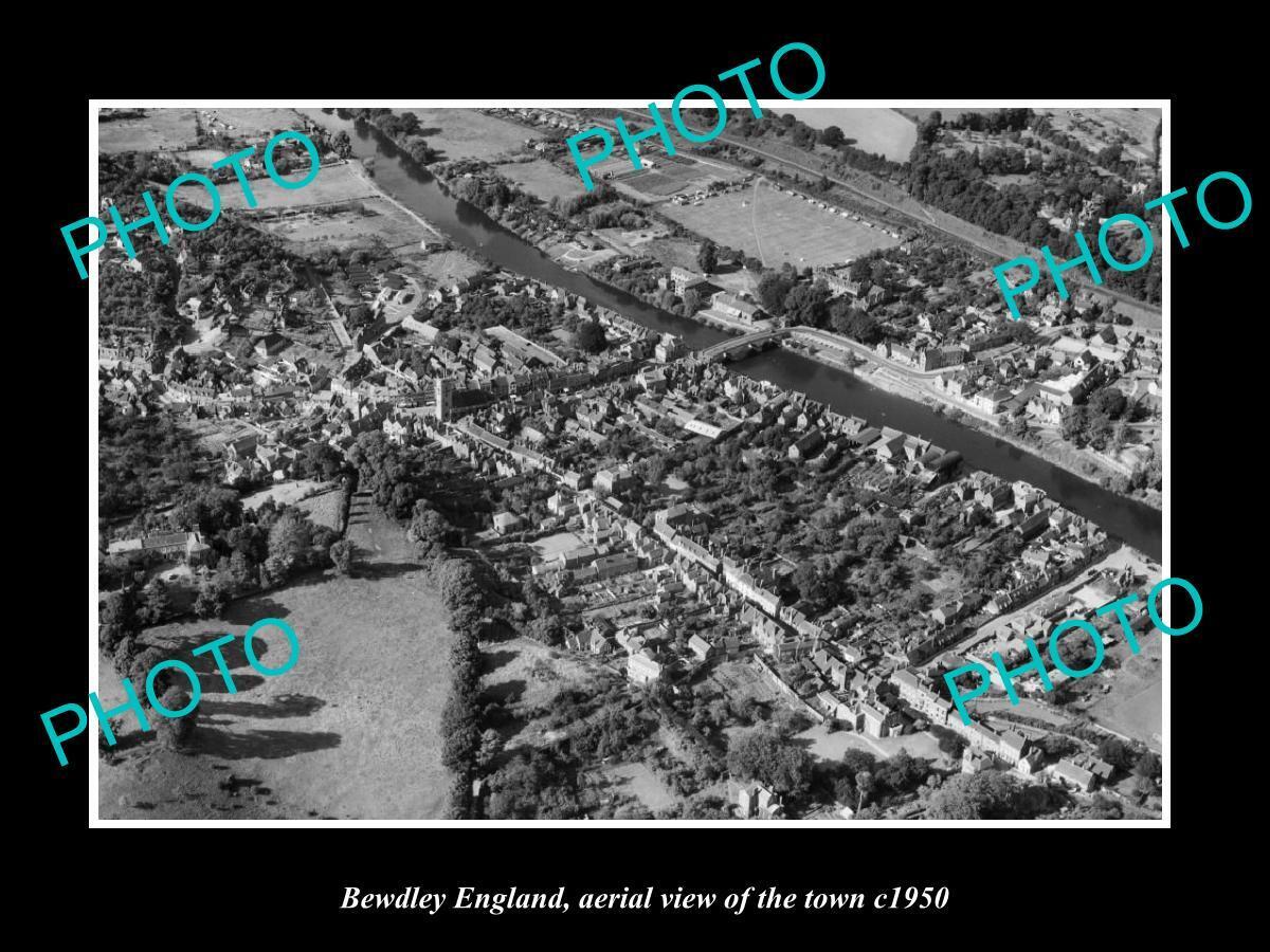 OLD LARGE HISTORIC PHOTO OF BEWDLEY ENGLAND AERIAL VIEW OF THE TOWN 1950 2