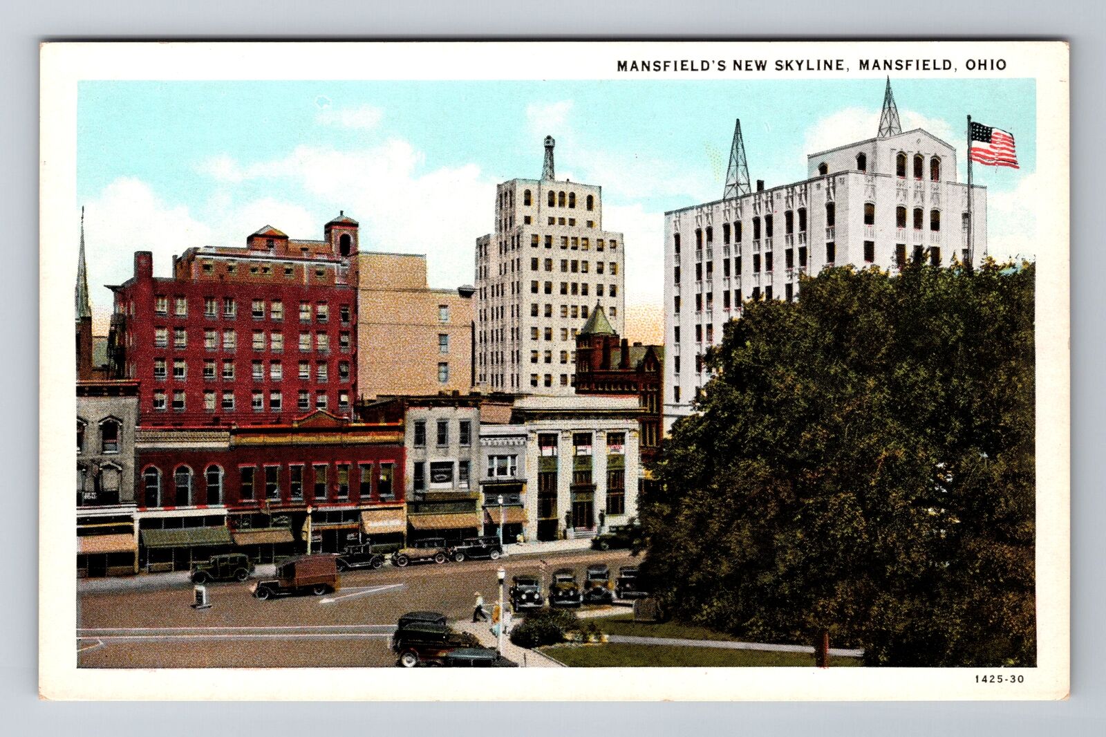 Mansfield OH-Ohio, Mansfield's New Skyline, Antique Vintage Souvenir Postcard
