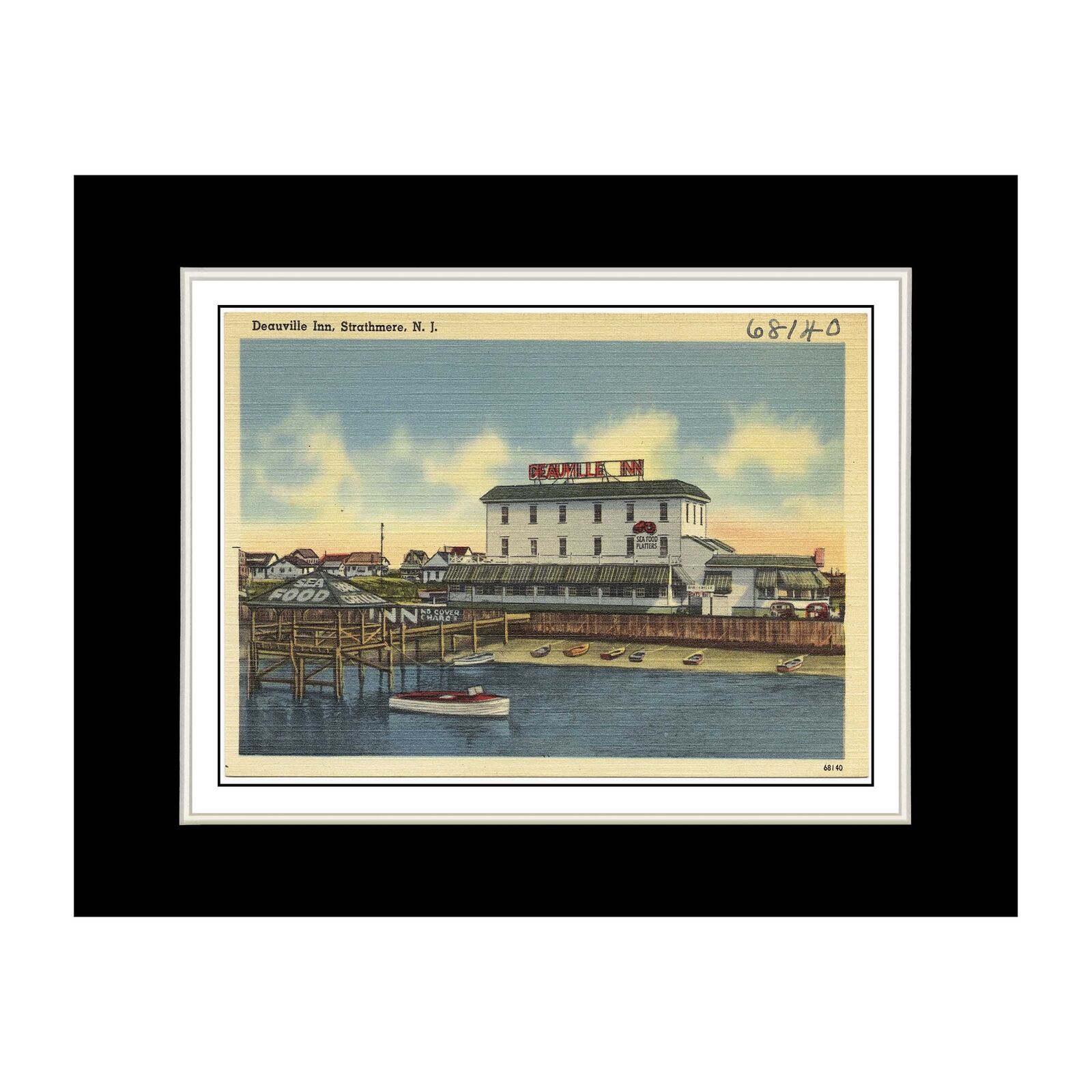Art Print - New Jersey Postcard - Deauville Inn, Strathmore, N. J.