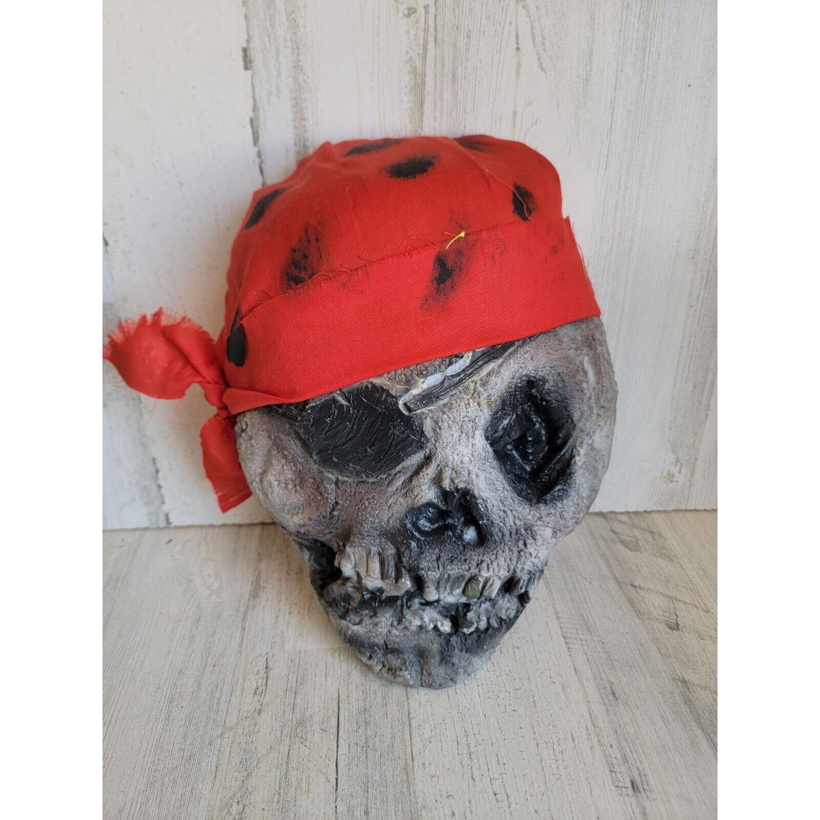 Vintage rubber plush pirate skull skeleton Halloween prop