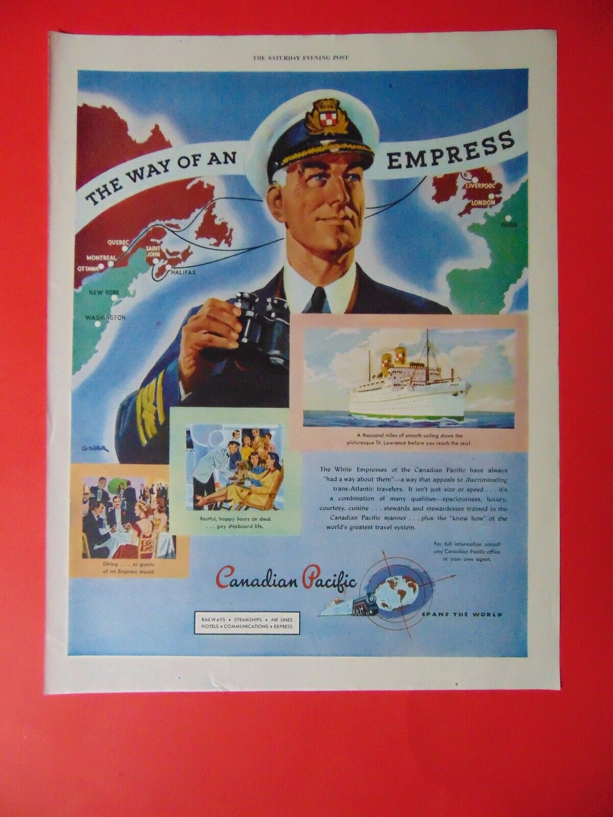 1947 The EMPRESS SHIP CANADIAN PACIFIC St. Lawrence Seaway art print ad