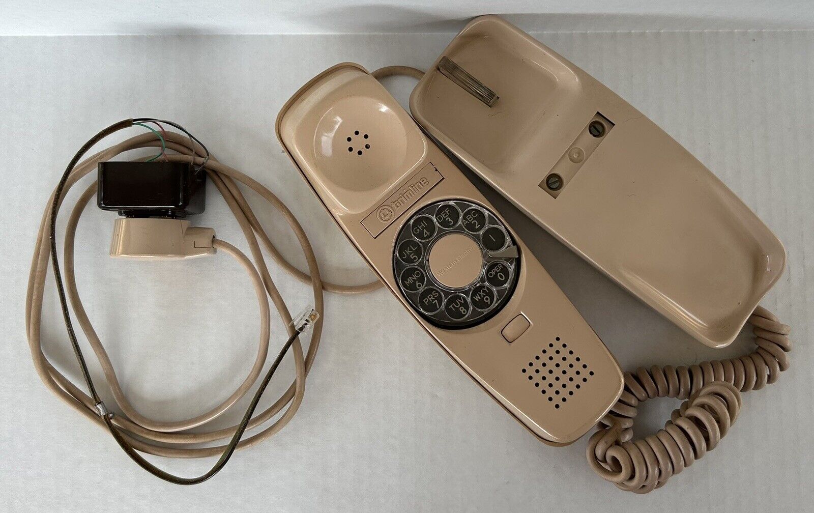 Vintage Rotary Telephone Beige Western Electric Trimline Phone With Cord Retro