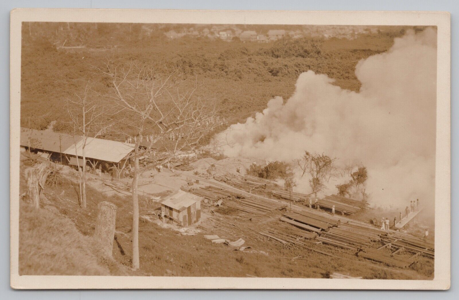 RPPC Men Working at Lumber Mill c1930 Real Photo Postcard