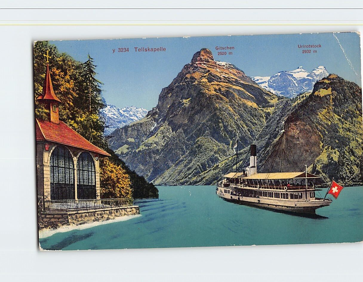 Postcard Mt. Gitschen & Urirotstock Tellskapelle Switzerland