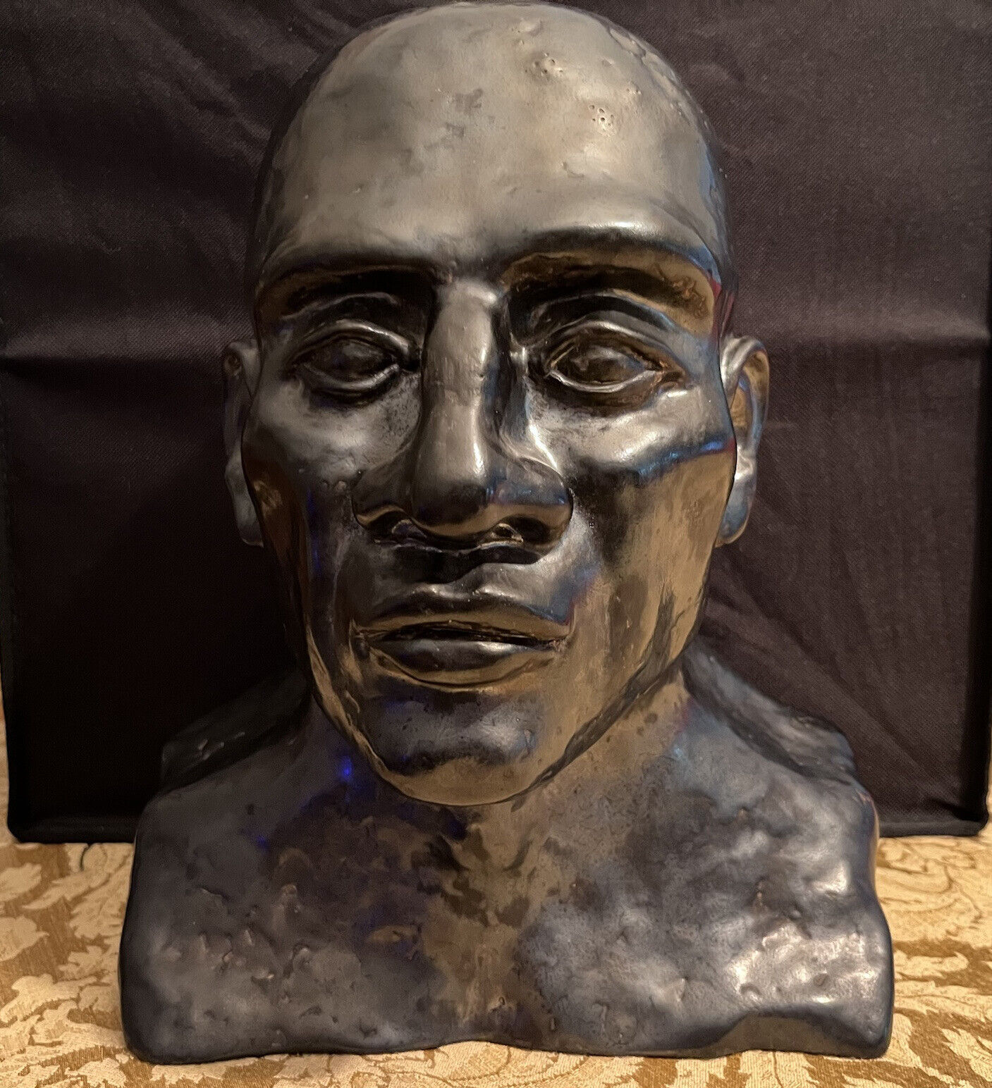 Ceramic Bust of a Man Sculpture Clay Slip Cast Signed