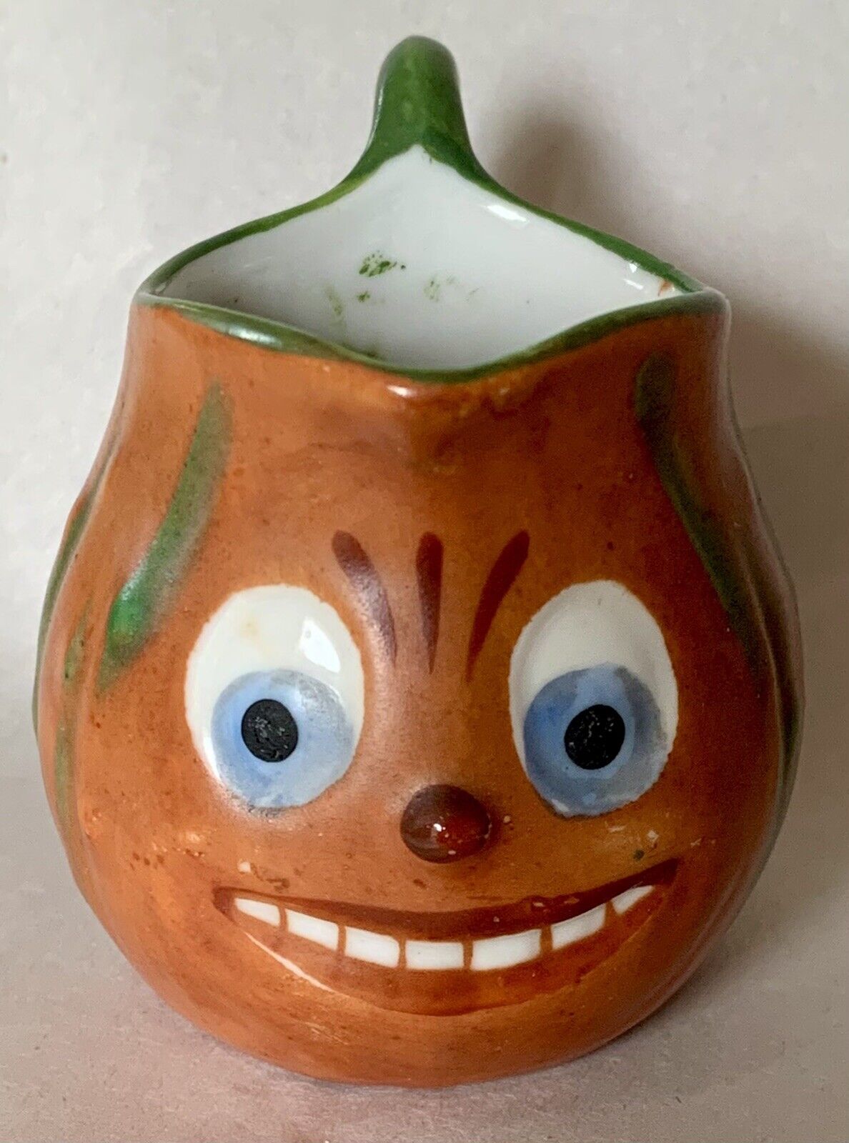 Vintage German Porcelain Halloween Jack O’Lantern Pumpkin Child’s Cream Pitcher