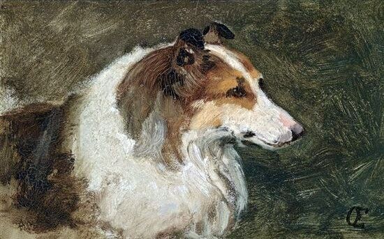 Art Oil painting Otto_Eerelman-A_Scottish_Collie nice dog in landscape art