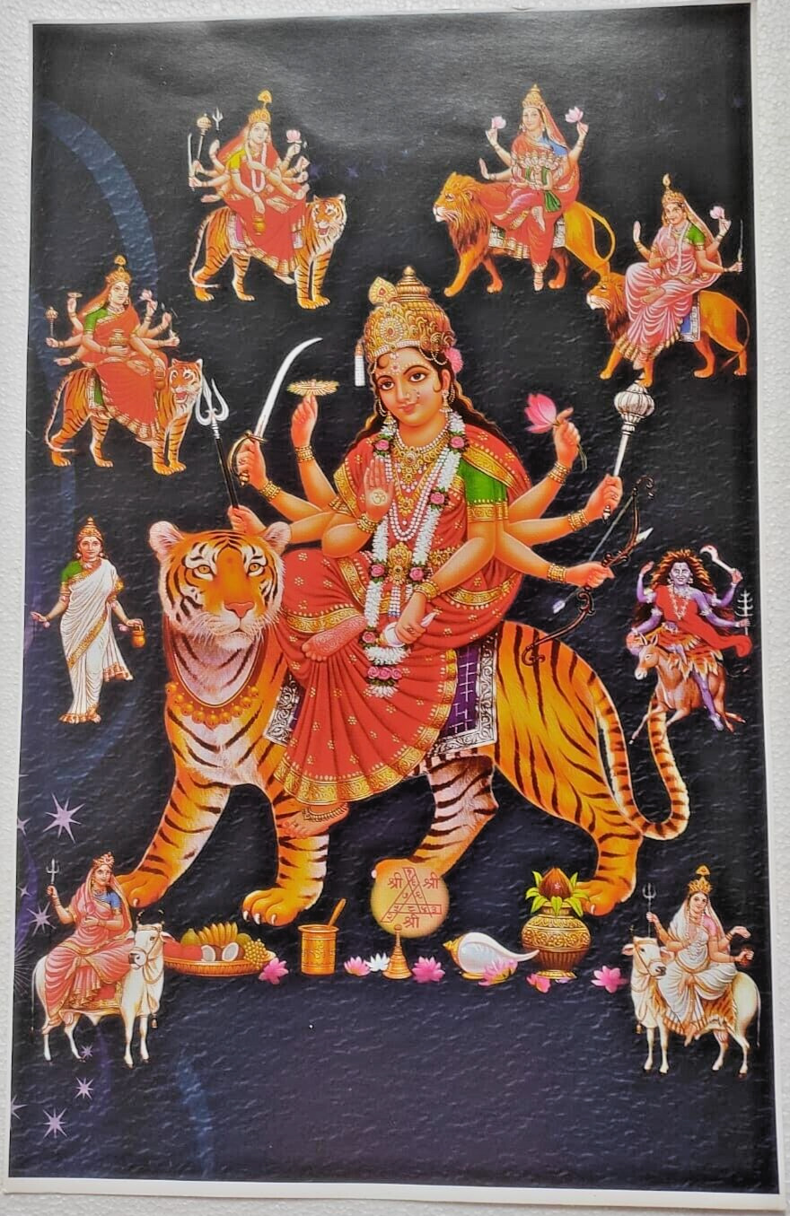 High Quality Paper Poster Hindu God Navdurga Nava Durga 14X22 Inch Approx