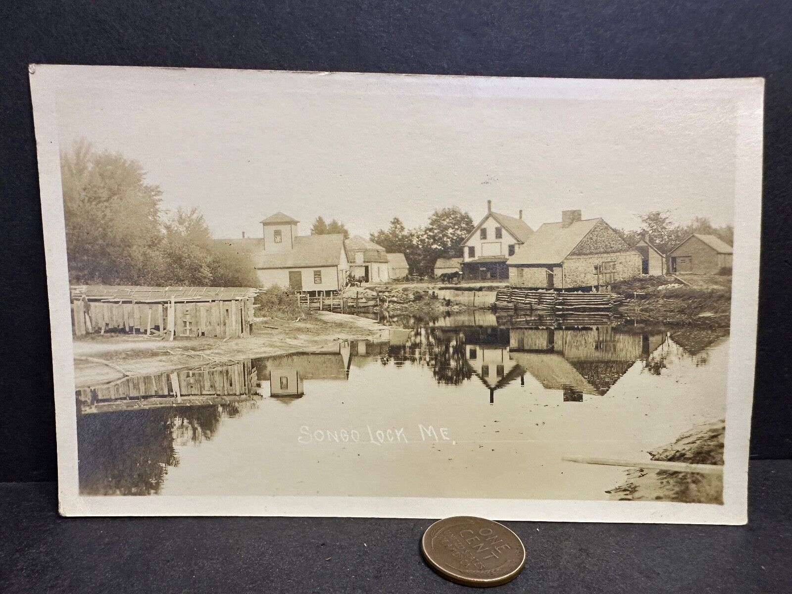 Vintage Real Photo Postcard, Songo Lock, Maine, Portland ME