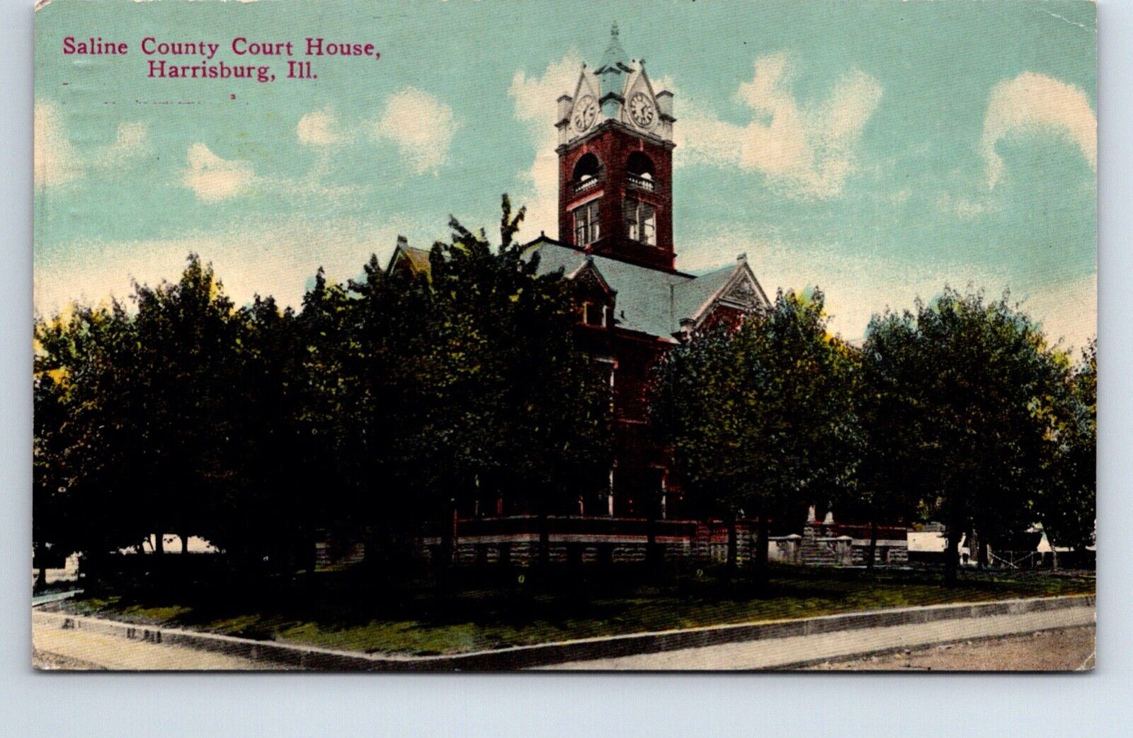 Postcard Illinois Harrisburg Saline County Court House Posted 1913