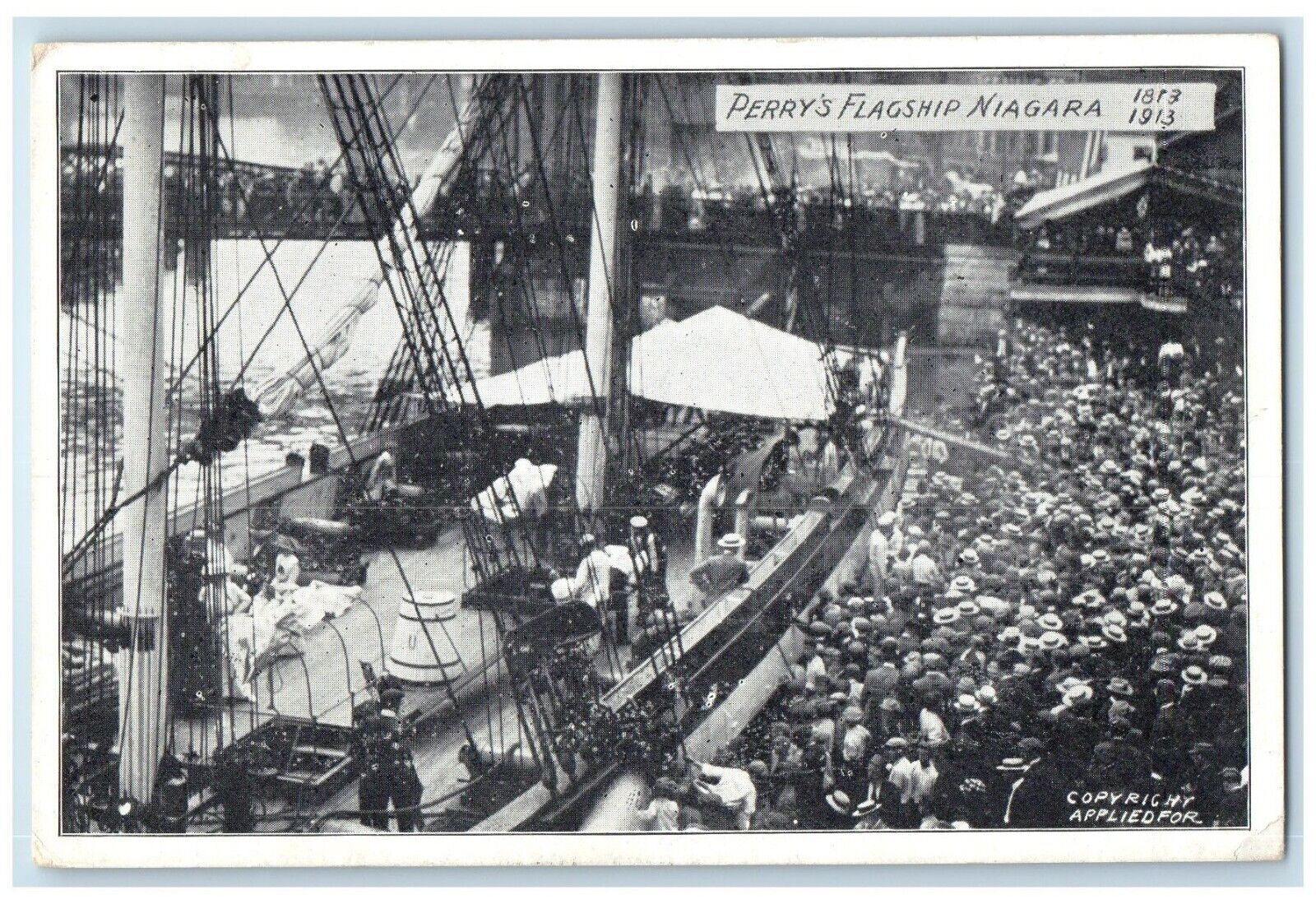 c1910's Perry's Flagship Niagara Crowded People Unposted Antique Postcard