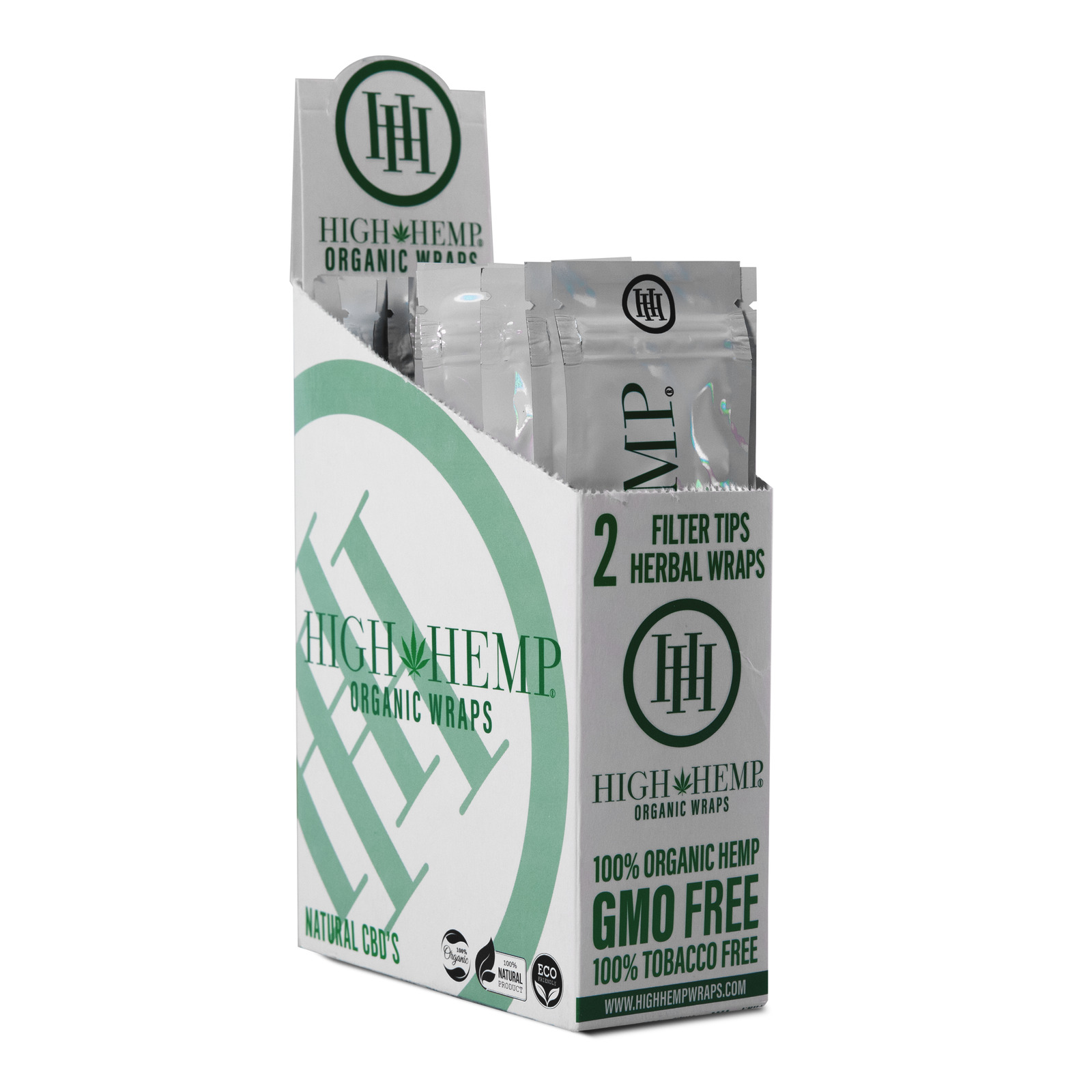 High H. 50 Organic Wrap Rolling Paper Vegan Original Full Box 25 Pouch of 2 ct