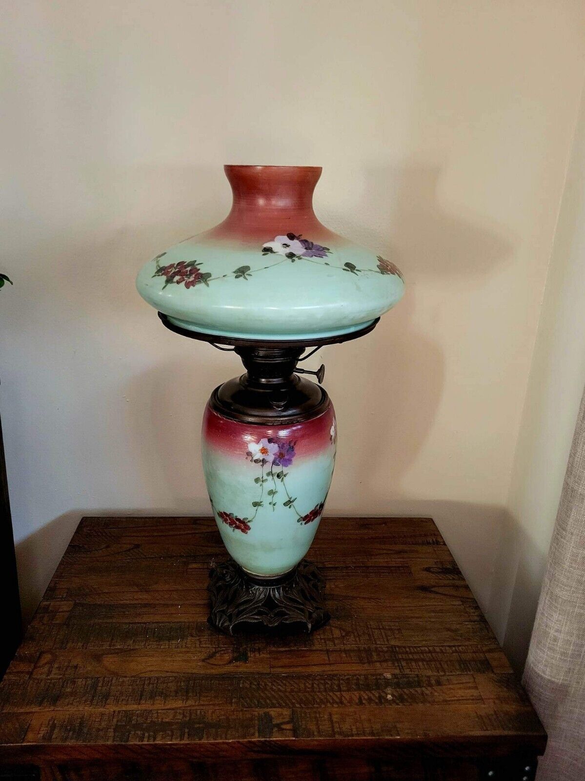 Antique Success Hand Painted Gone With the Wind GWTW Oil Lamp 23\