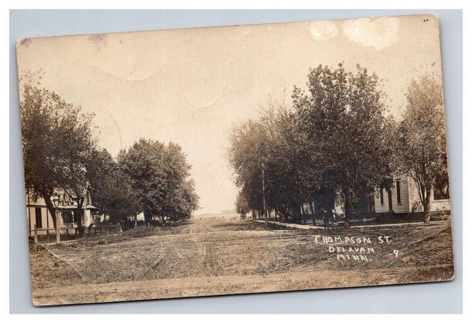 Postcard Delavan Minnesota Thompson Street Scene RPPC 1900