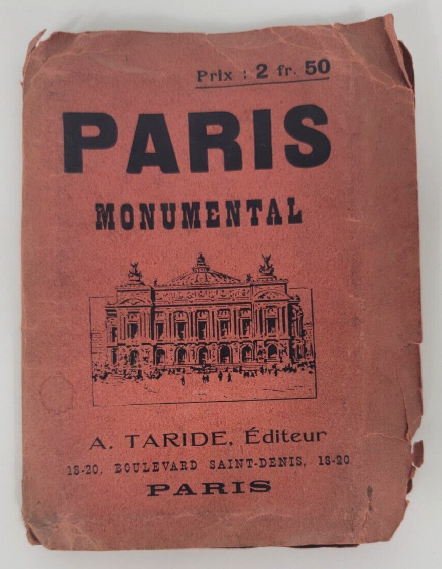 1920s Paris Monuments Map With Original Jacket - A. Taride, Editeur