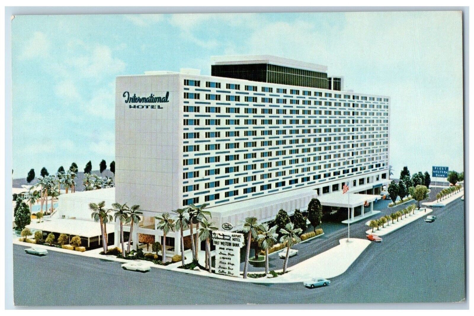 c1960 International Hotel Airport Terminal Road Los Angeles California Postcard