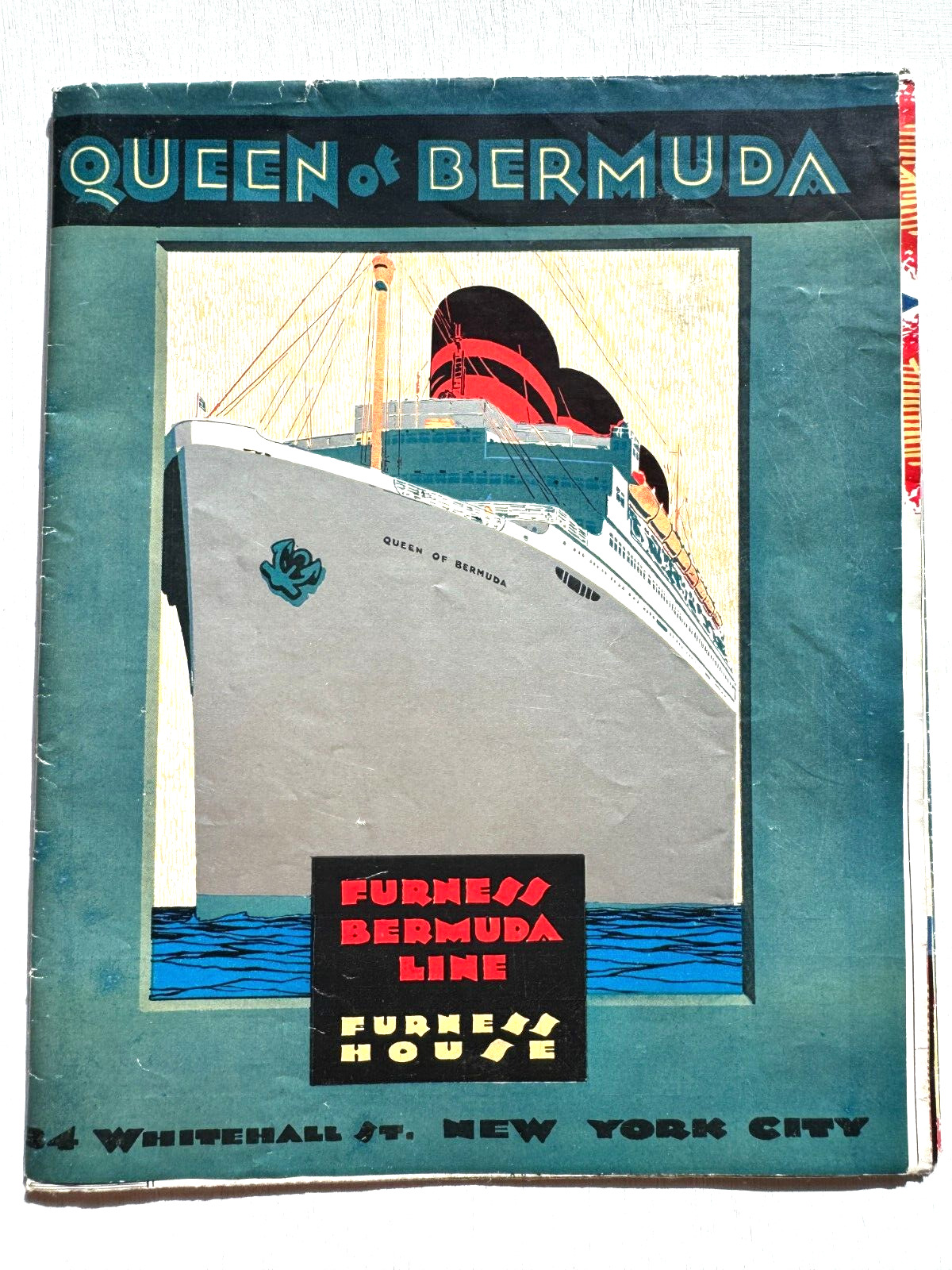1930\'s Furness Bermuda Line Steamship Cruise Wall Poster- SS Queen of Bermuda