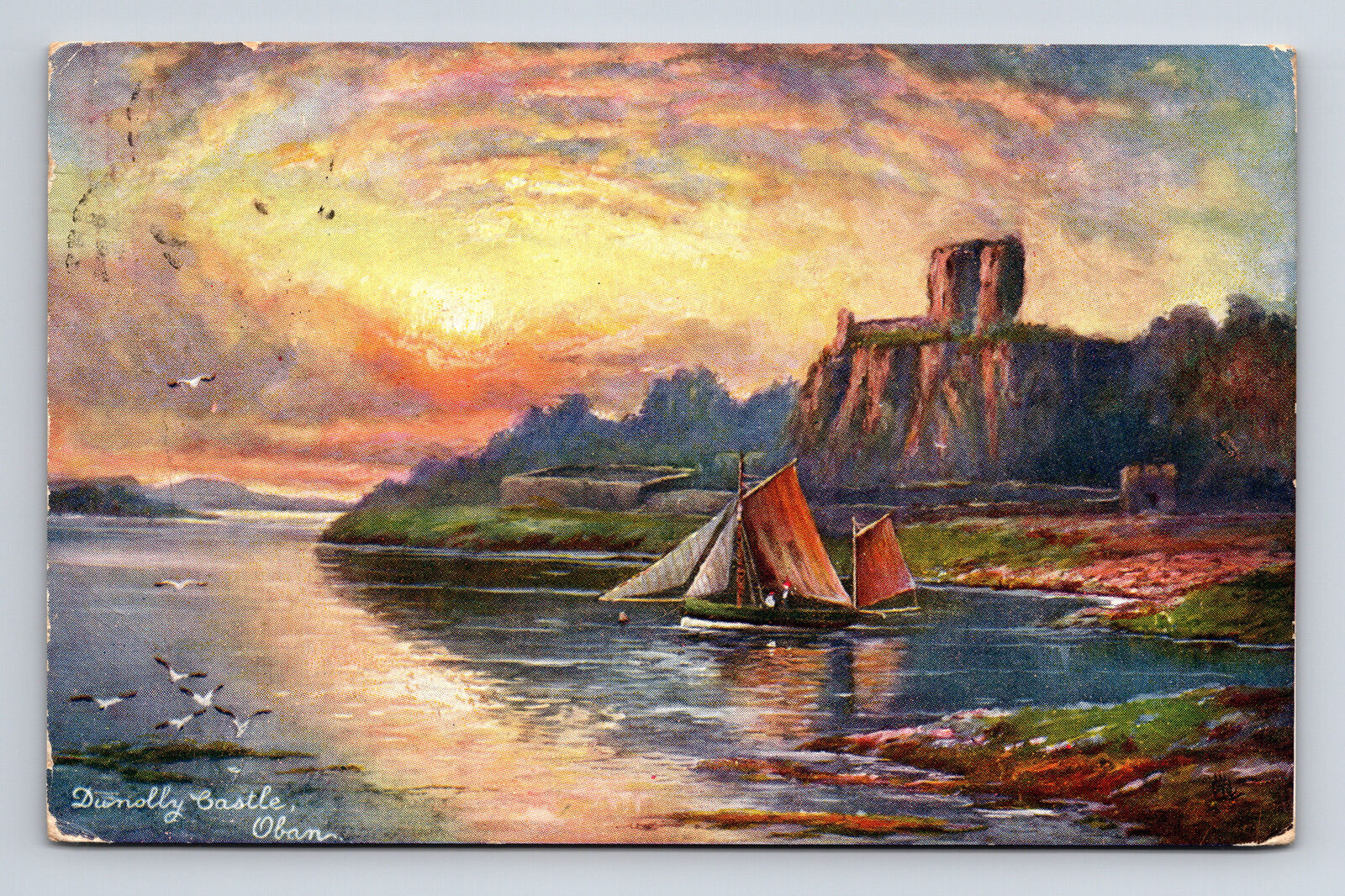 c1908 Dunolly Dunollie Castle Scotland UK Raphael Tuck's Oilette Postcard