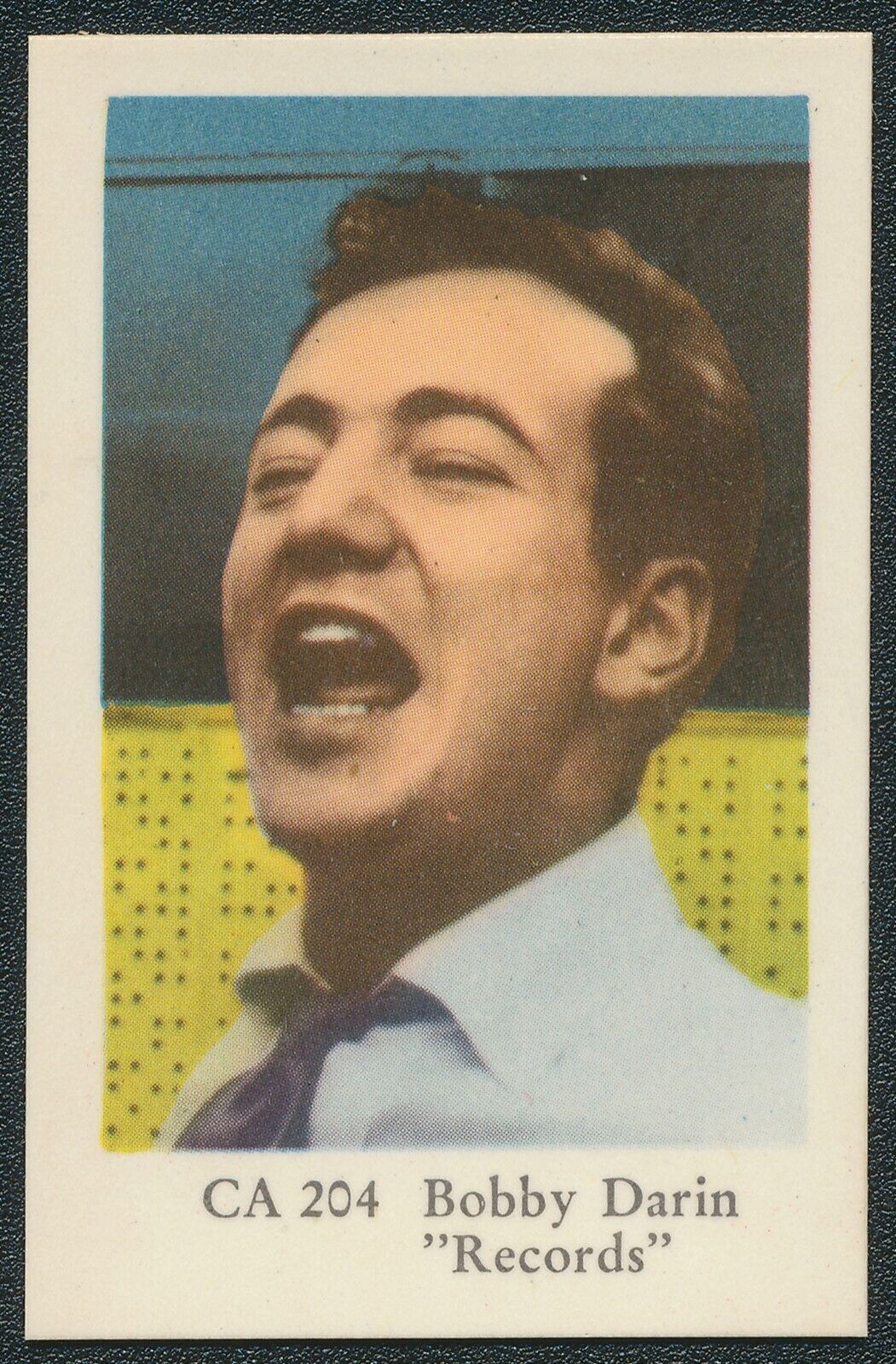 1962 BOBBY DARIN \'RECORDS\' TV & MUSIC STARS DUTCH GUM CARD CA 204 NM