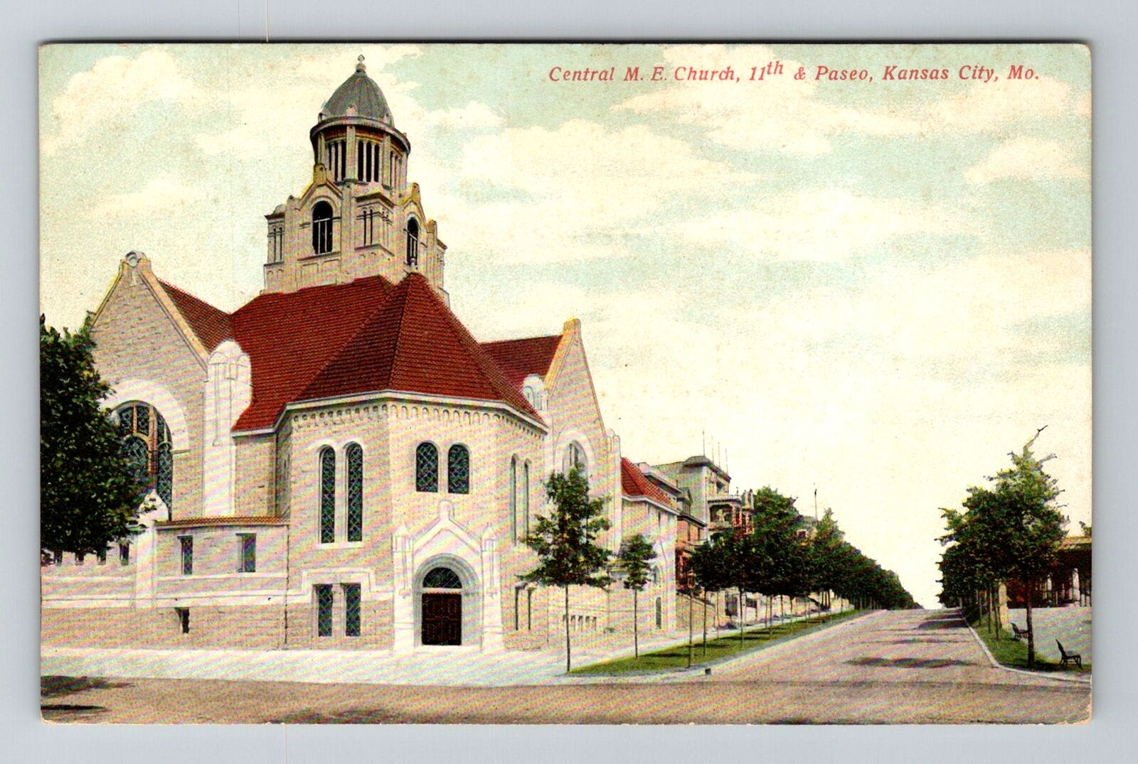 Kansas City MO-Missouri, Central M.E. Church Vintage Souvenir Postcard