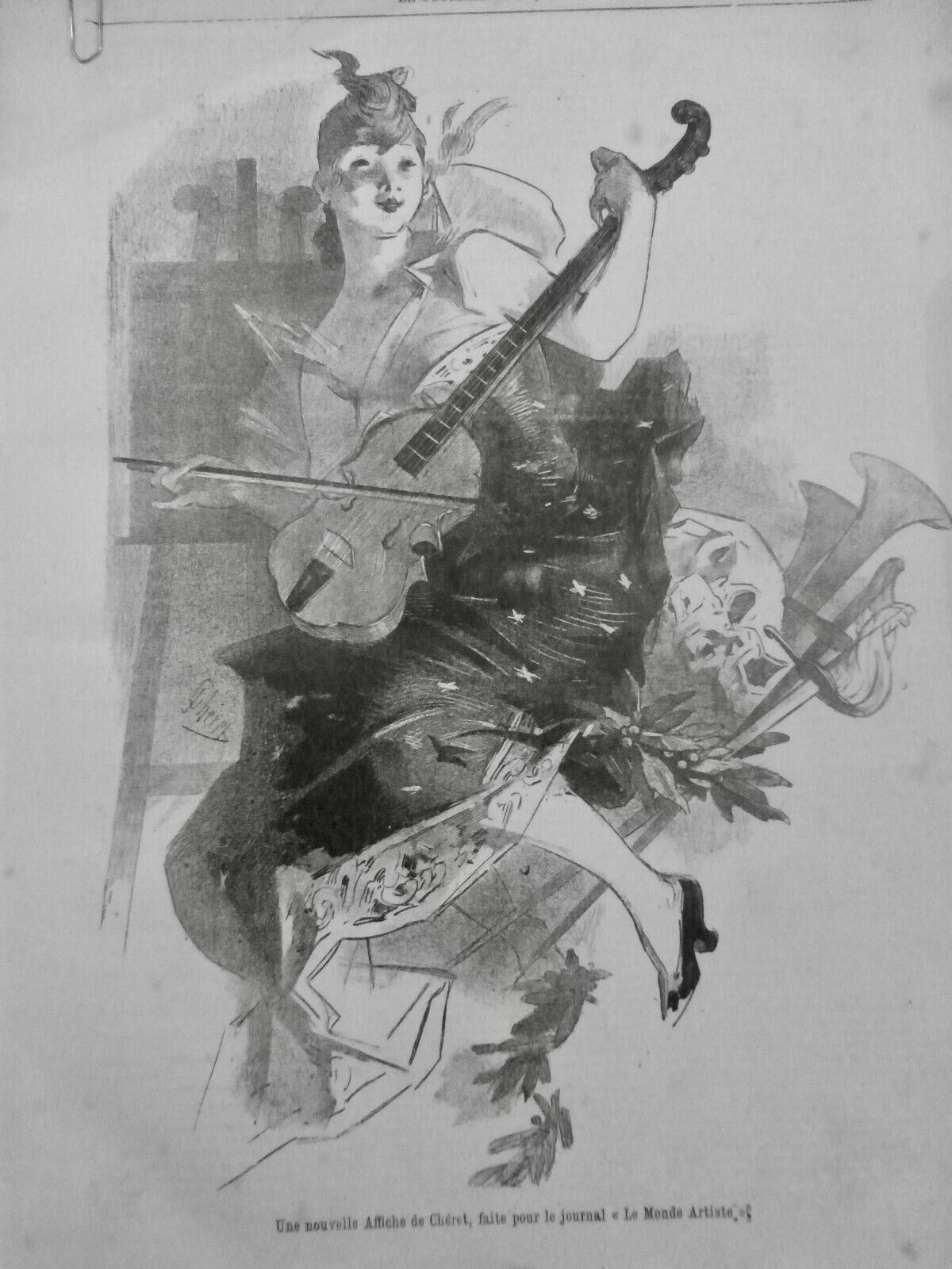1892 Cf Poster Cheret World Artist Young Girl Instrument Violin