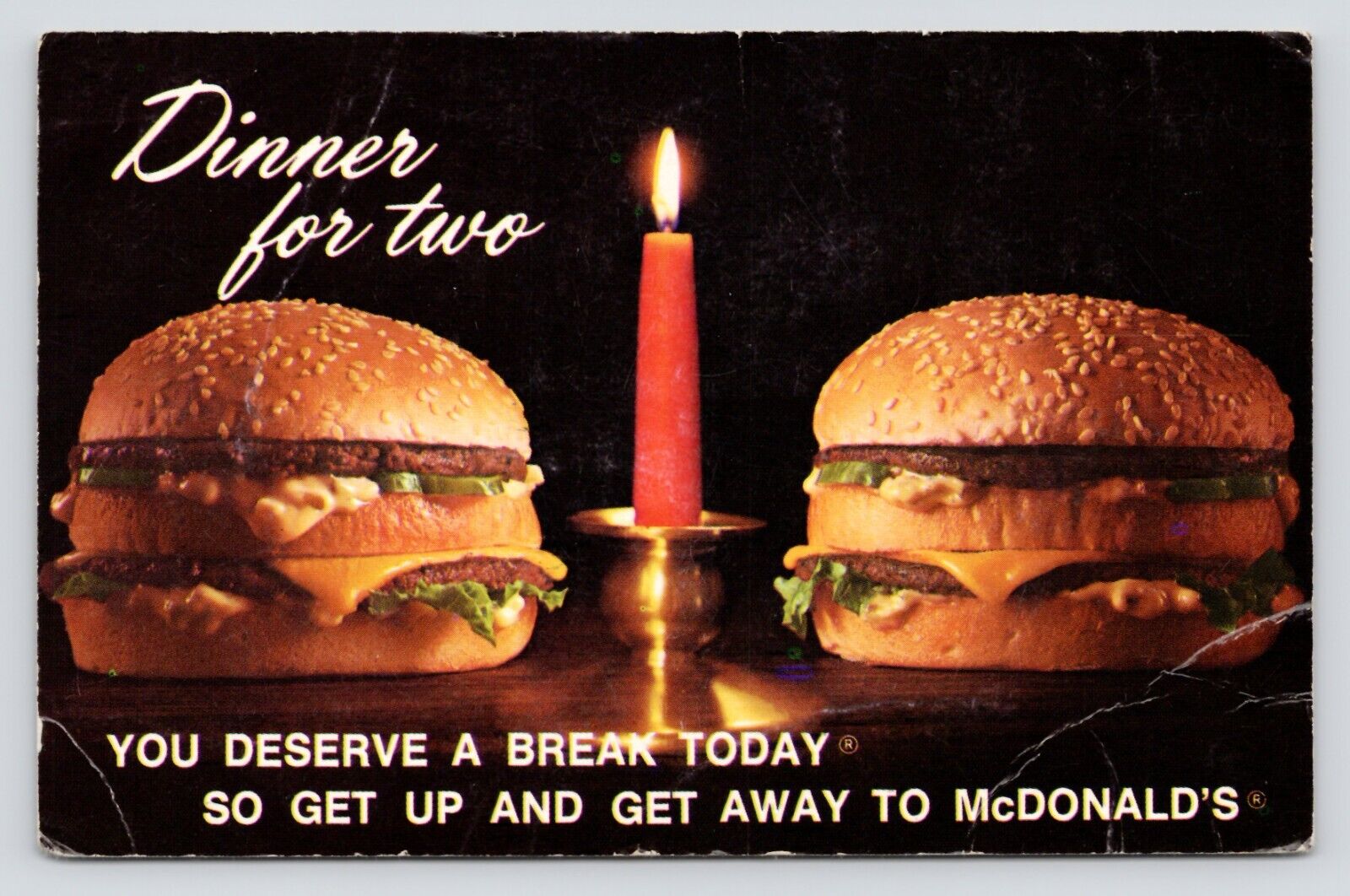 Vintage McDonalds Restaurant Dinner for Two c1977 Unposted Chrome Postcard