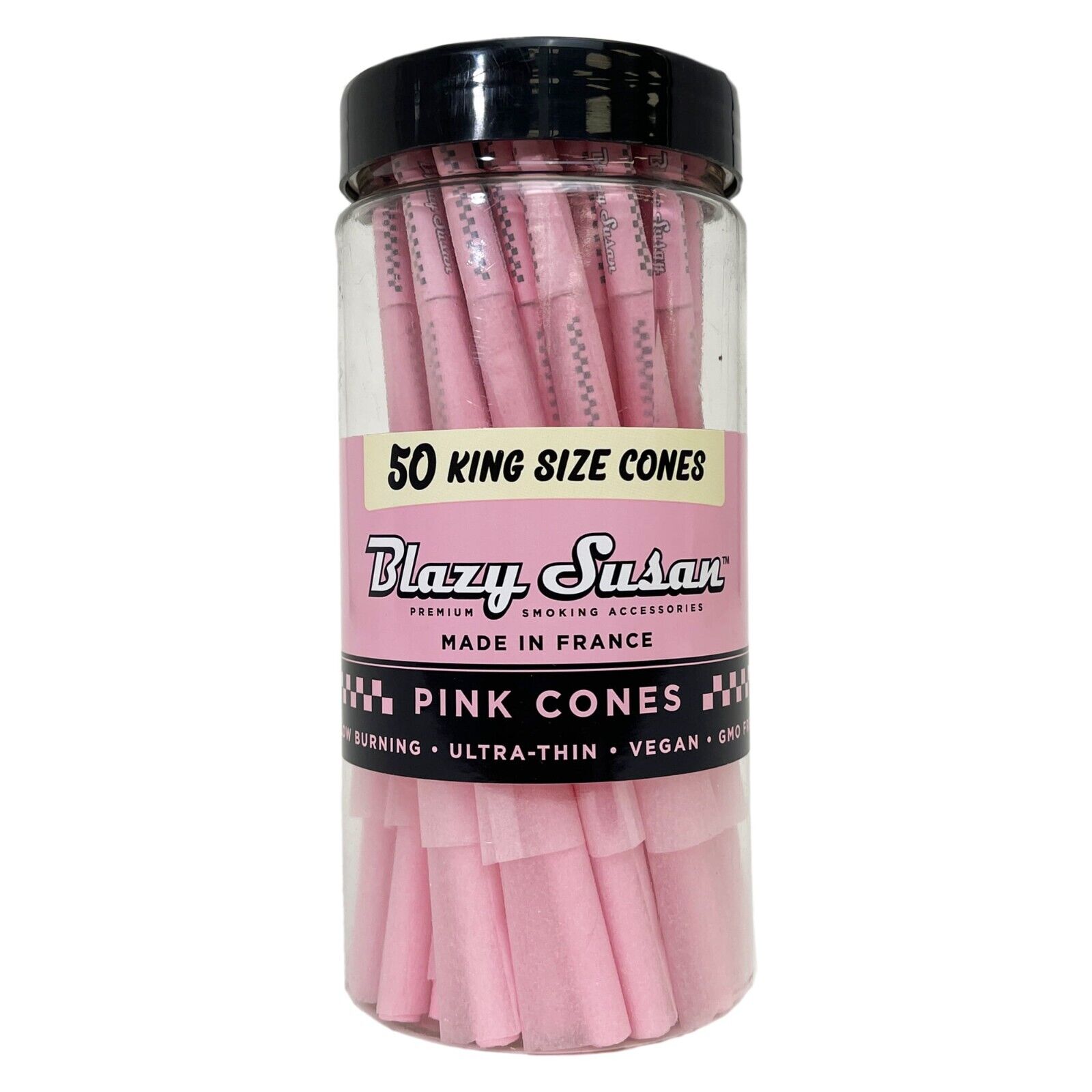 Authentic Blazy Susan Pink Cones 50ct Pack King pre rolled Cones Sealed Bottle