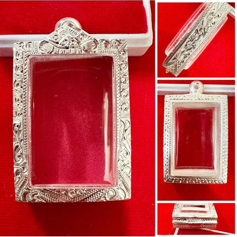 G4 Real Silver 92.5 Case Phra Somdej Lp Frame Amulet Pendant 2.9*4.1*0.75 cm