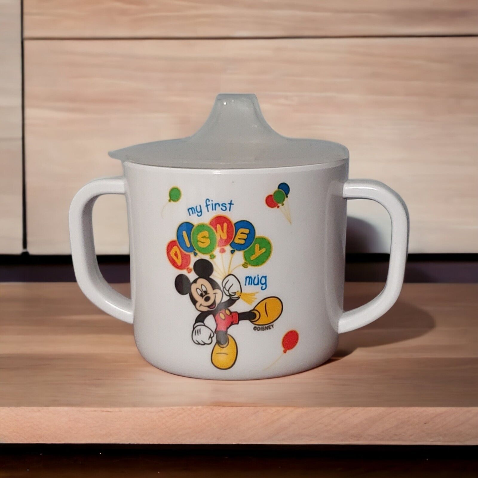 Vtg My First Disney Mug Mickey Mouse First Years Sippy Cup 2 Handled Melamine