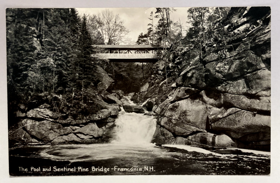 RPPC Pool and Sentinel Pine Bridge, Franconia NH New Hampshire Vintage Postcard
