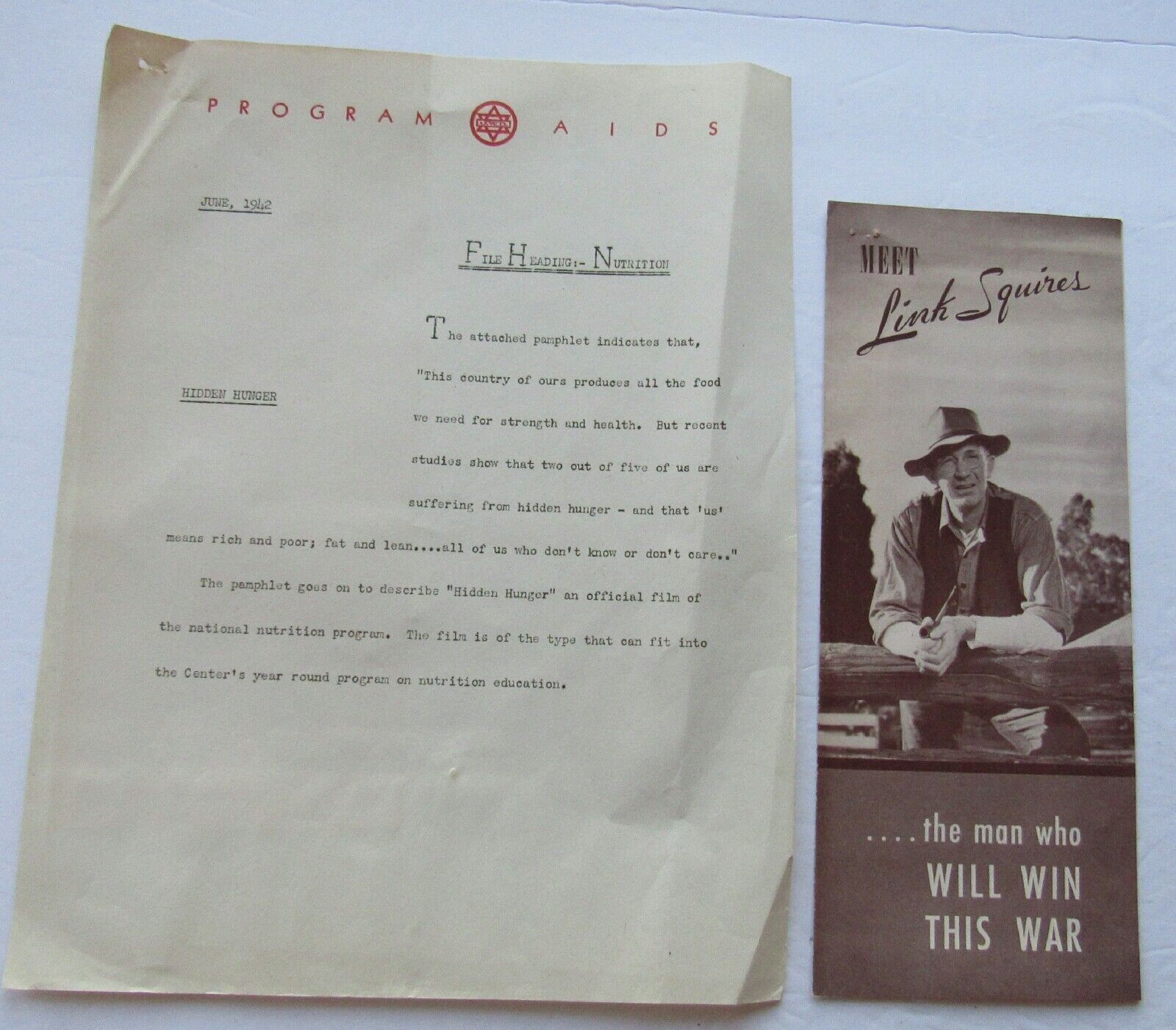Program Aid wBrochure Meet Link Squires  Man Who will Win this War 1942