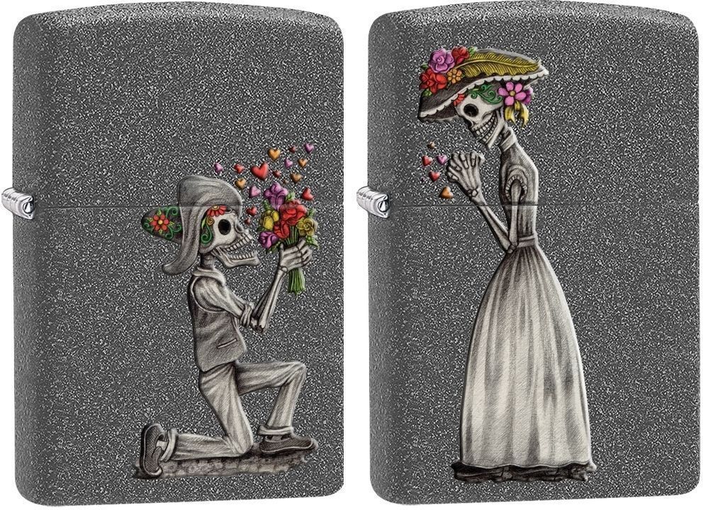 Zippo 28987 Day Of The Dead Skeleton Love, 2 Piece Lighter Set,  New In Box