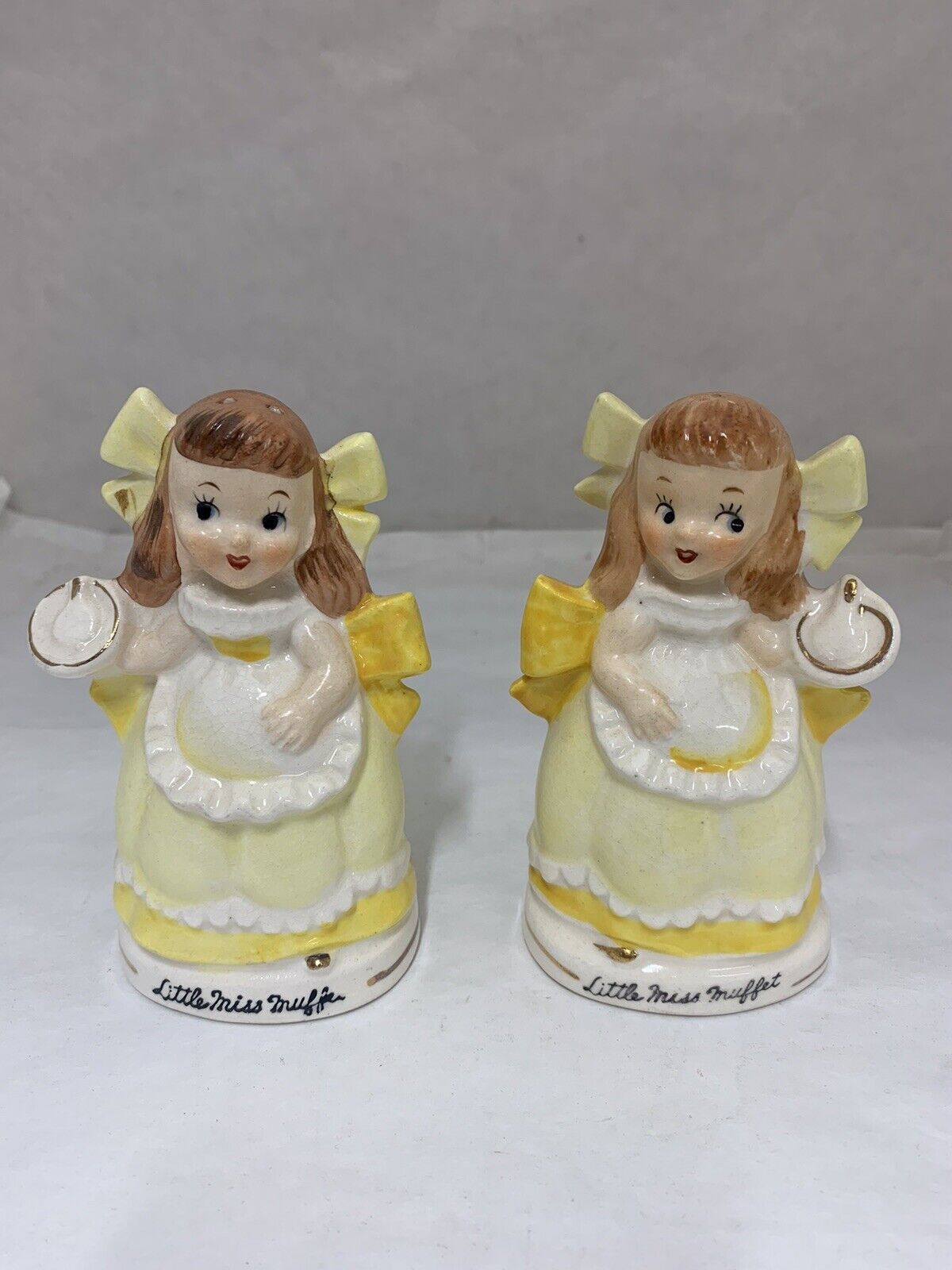 Vintage Pair of Little Miss Muffin RELCO Japan Salt & Pepper Shakers GC