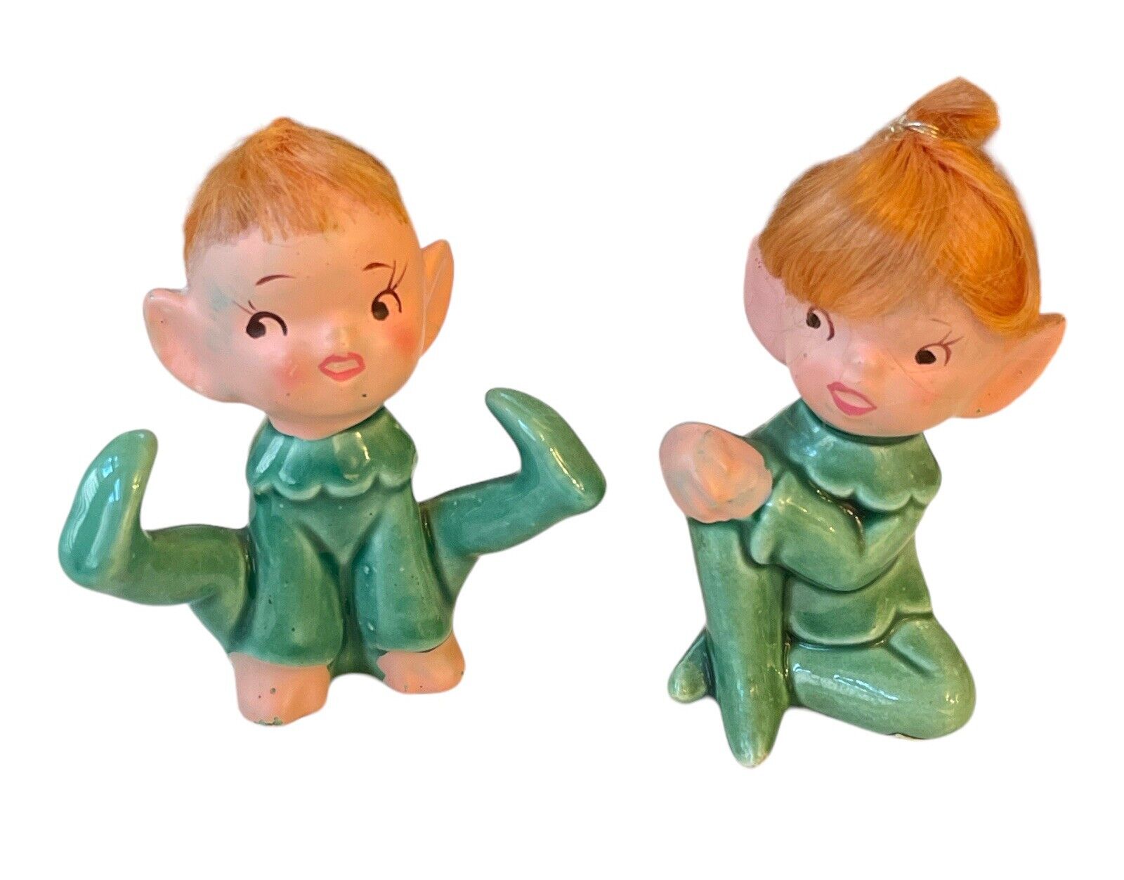 Vintage Elf Pixie Figurine Set Playful By Parma By AAI Japan Ginger Hair