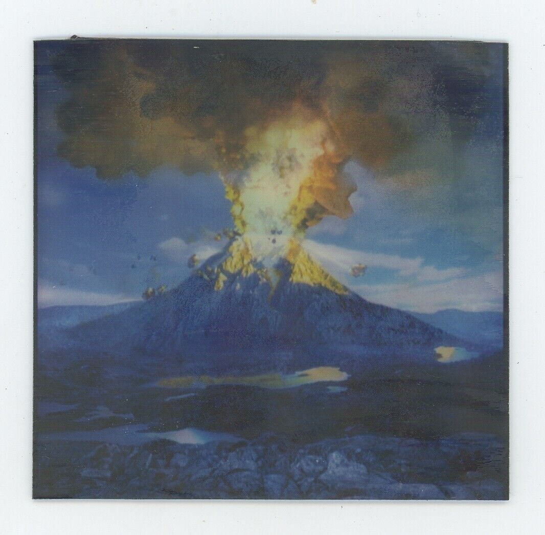 Volcanic Volcano Erupting 1980\'s Motion Animation Lenticular 3 by 3 inches
