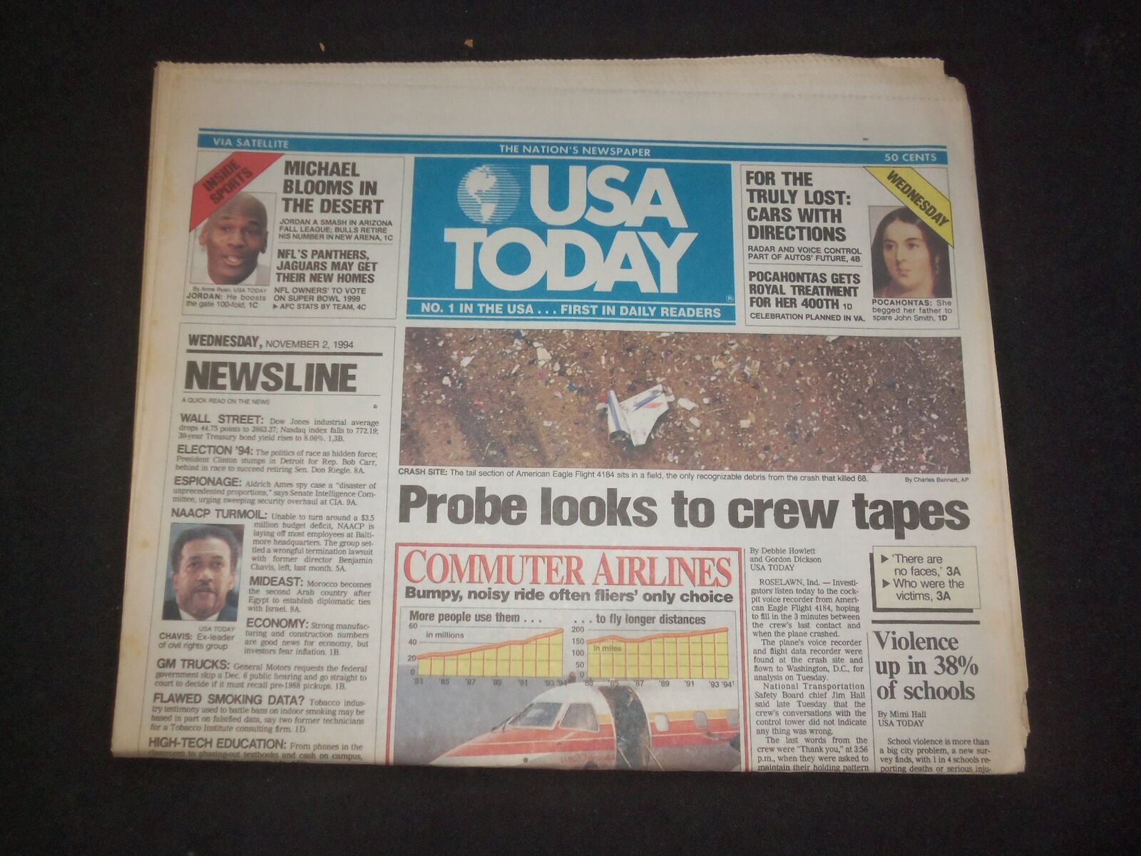 1994 NOVEMBER 2 USA TODAY NEWSPAPER - PROBE LOOKS TO CREW TAPES - NP 7778