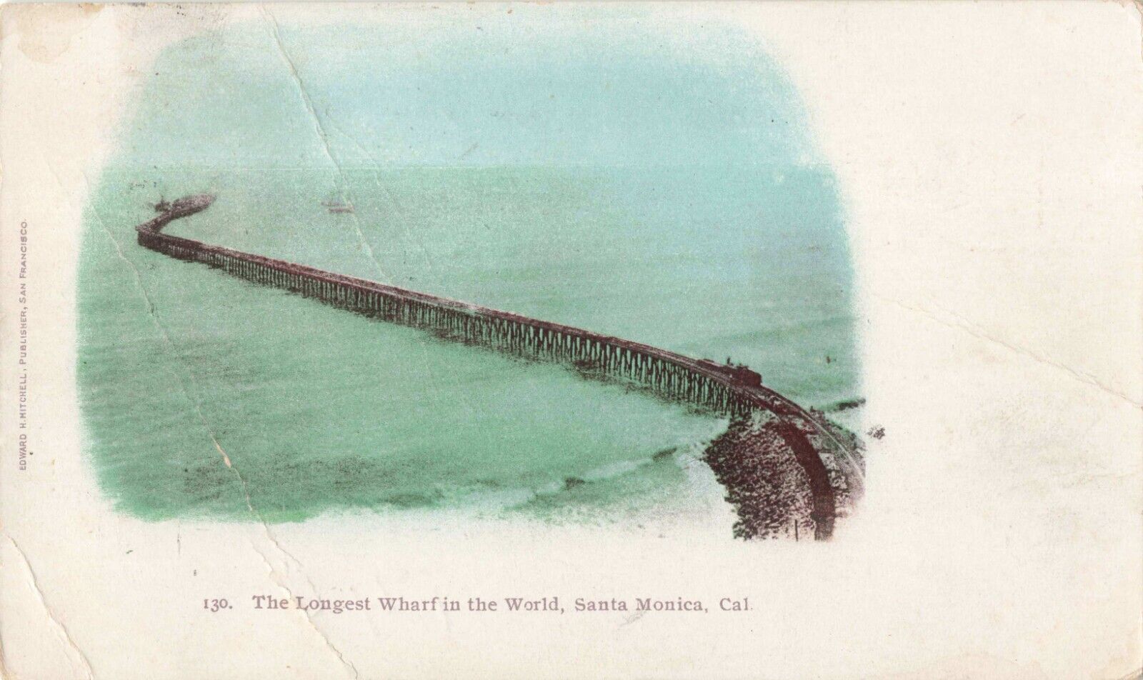 Santa Monica CA, World's Longest Wharf, Antique Private Mailing Card Postcard