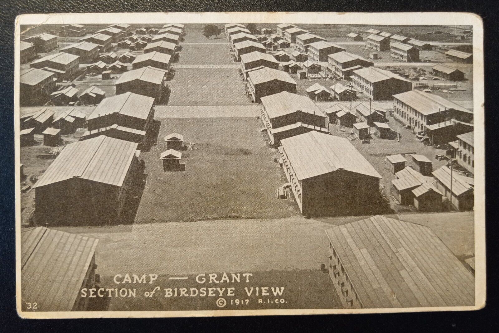 1917 WWI CAMP GRANT SECTION OF BIRDSEYE VIEW US Army Postcard Antique 
