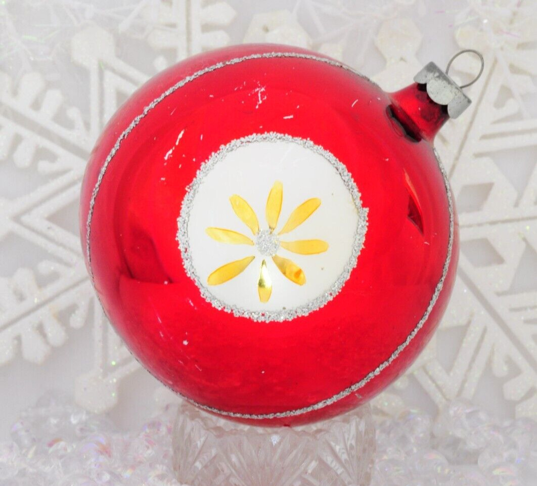 Large Vintage Red Glass Christmas Ornament