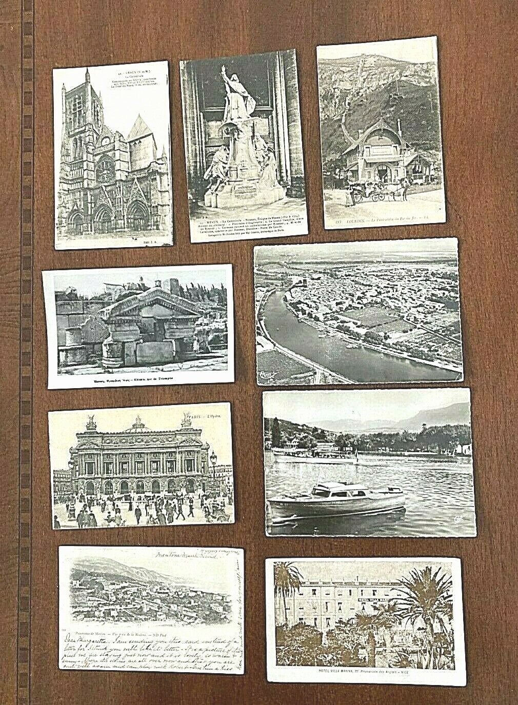 VINTAGE~LOT OF 9~FRANCE RPPC~VARIOUS SITES~POSTED/UNPOSTED~FRANCE lot #A