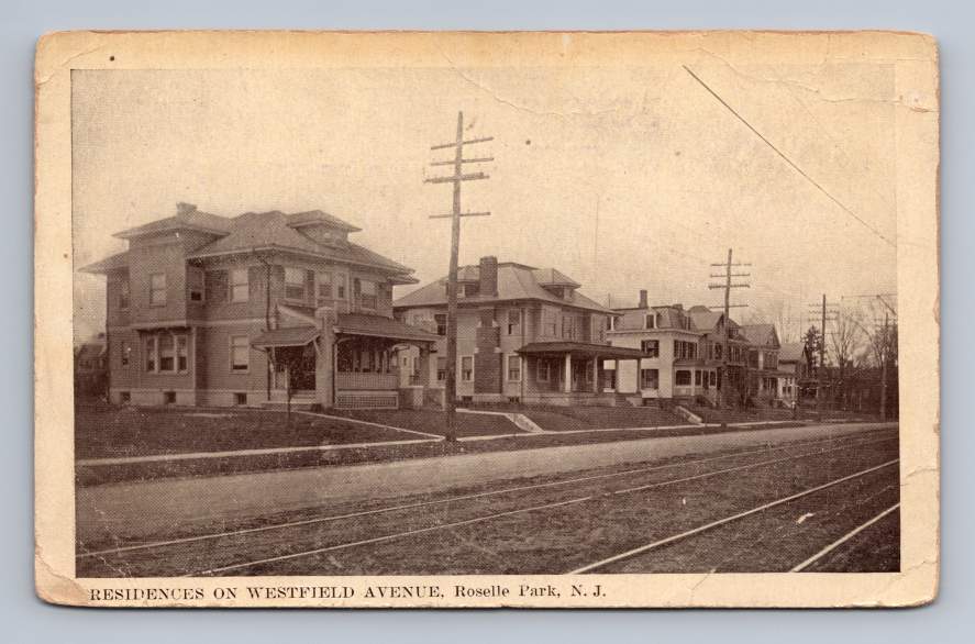 Westfield Avenue Houses ROSELLE PARK New Jersey Antique Union Co Postcard ~1920s