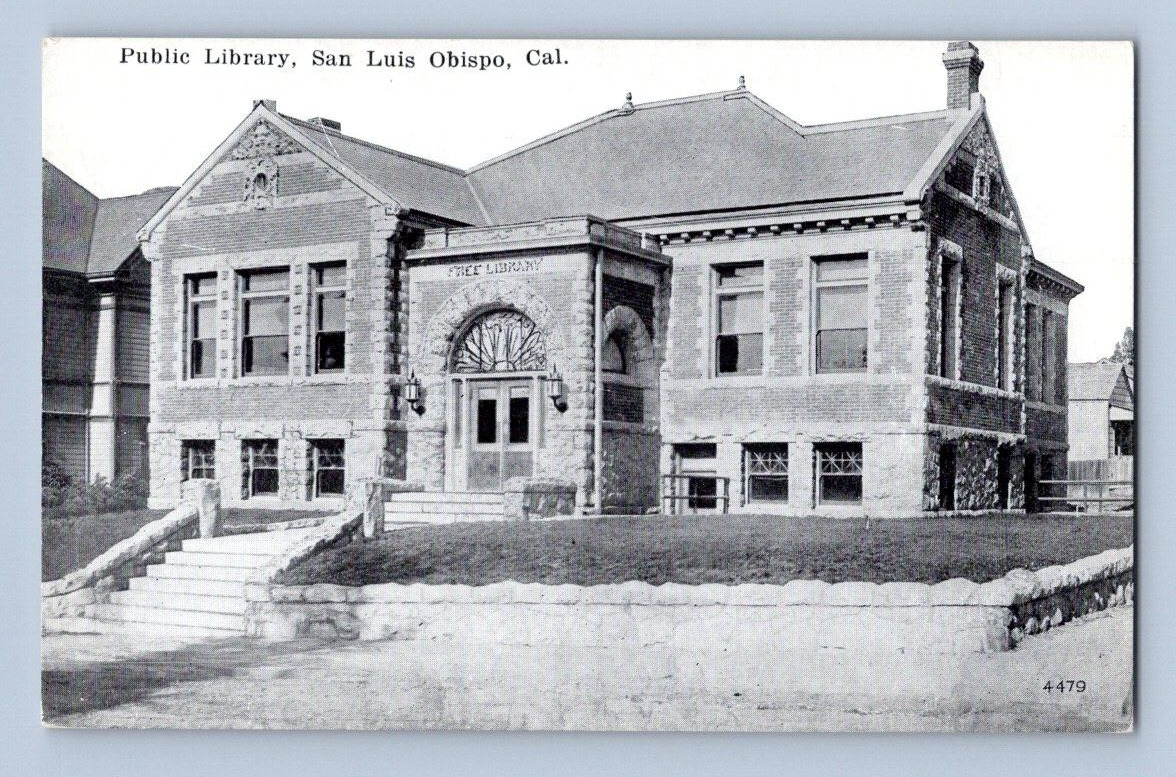 1910. PUBLIC LIBRARY. SAN LUIS OBISPO, CAL. POSTCARD. SM20