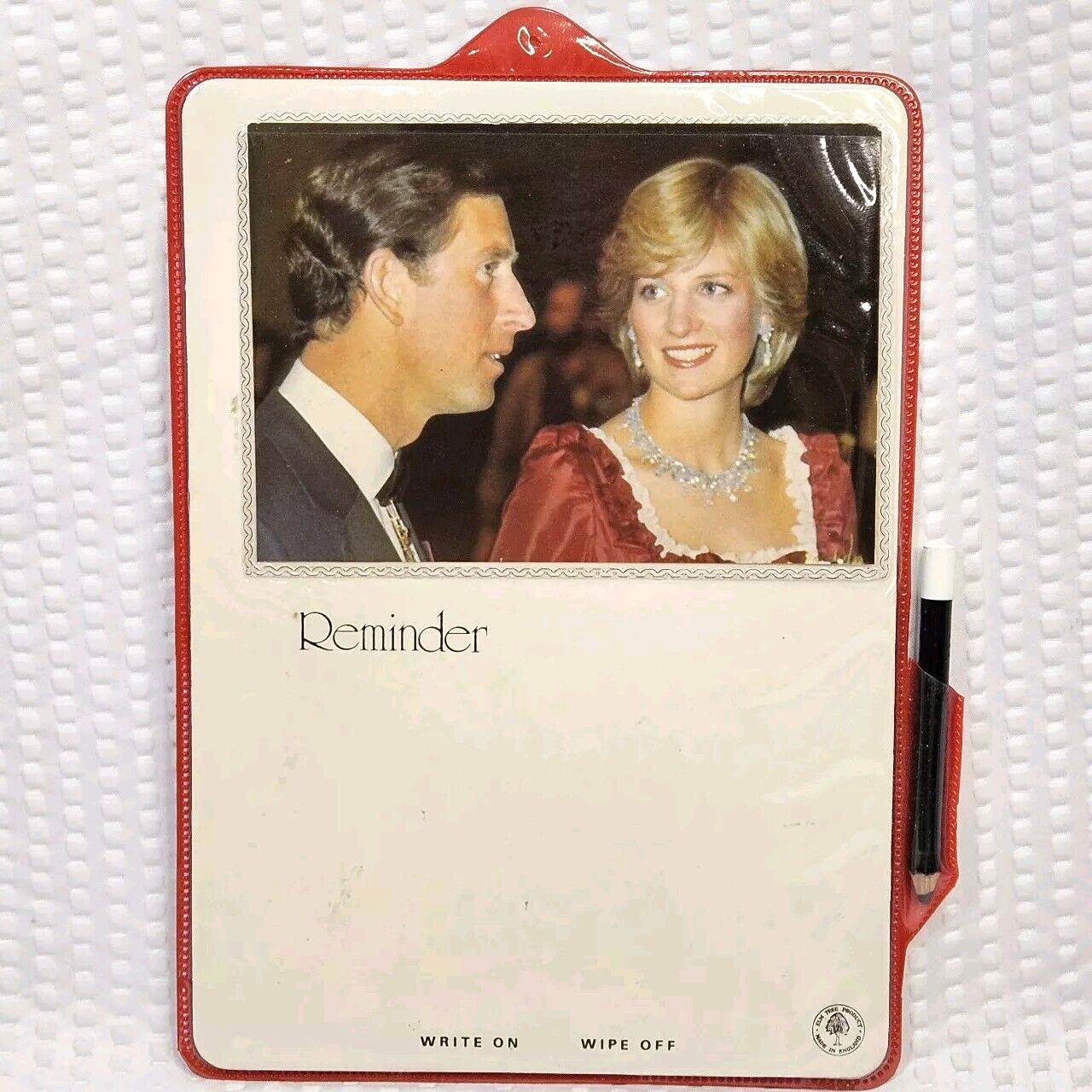 Vintage Commemorative Princess Diana Prince Charles Reusable Memo Note Board